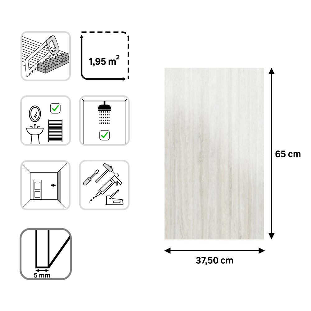 Revestimiento de pared decorativo efecto madera de PVC serie Dumawall+ Gloss Travis de 65x37,5cm - 7