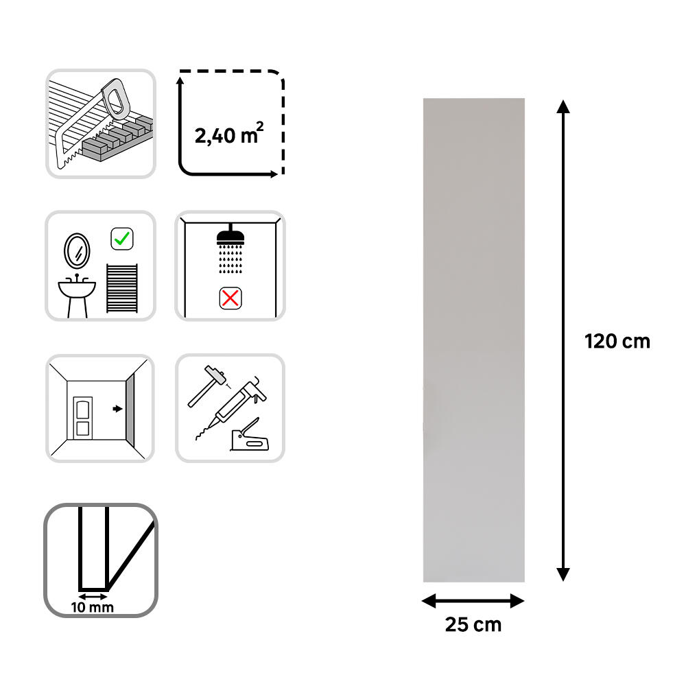 Revestimiento de pared decorativo efecto liso de PVC Artens alveolar blanco brillo de 120x25cm - 3