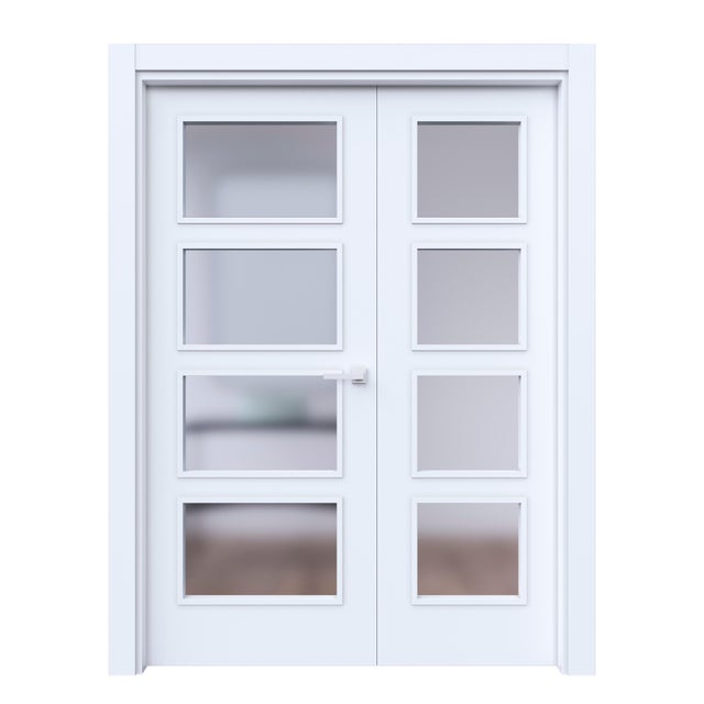 Puerta de interior abatible con fijo con cristal maciza lacada Smart multicapa Bari blanco apertura izquierda cerco 9x3 anchura 125cm