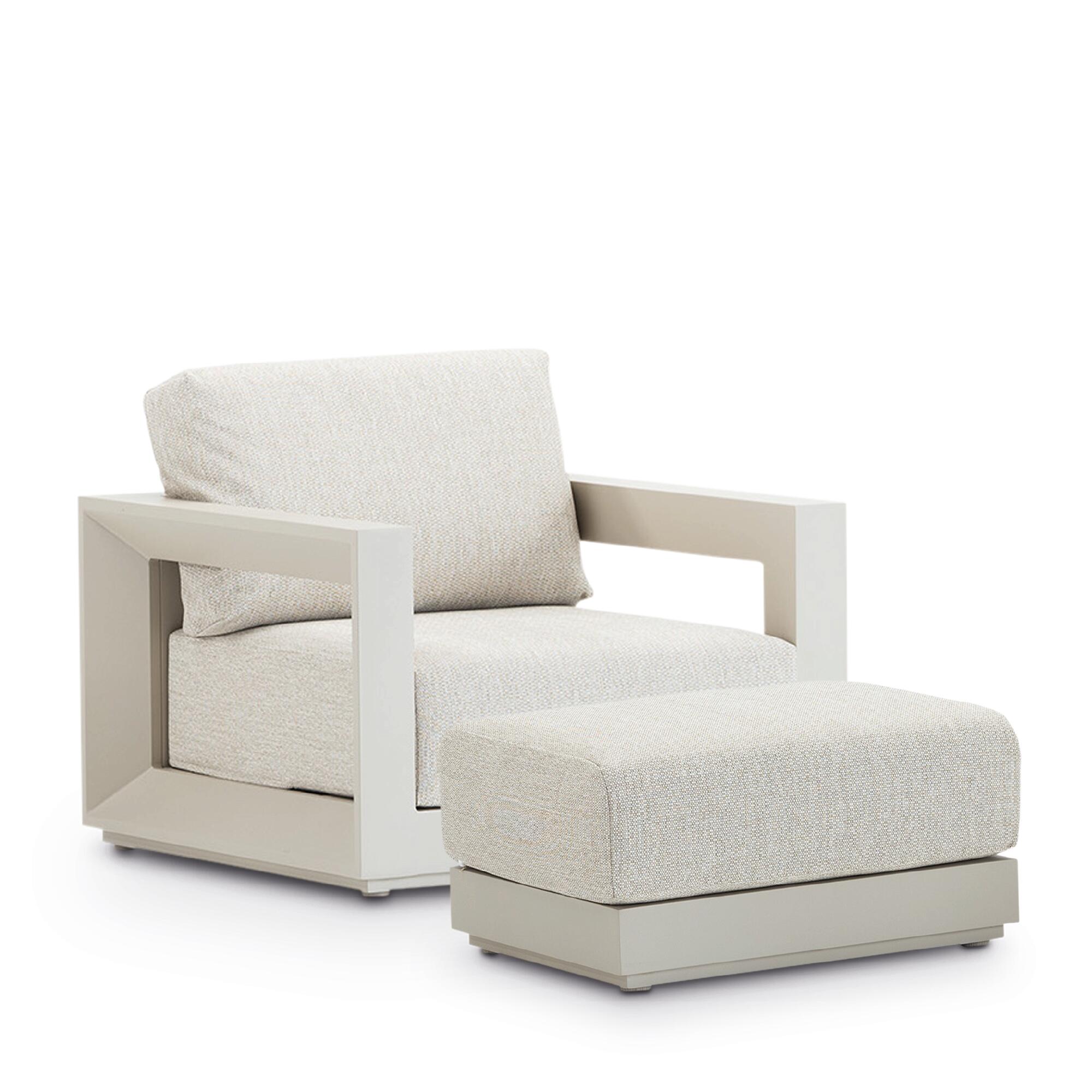 Sillón de jardín con cojín de aluminio san francisco beige defora home