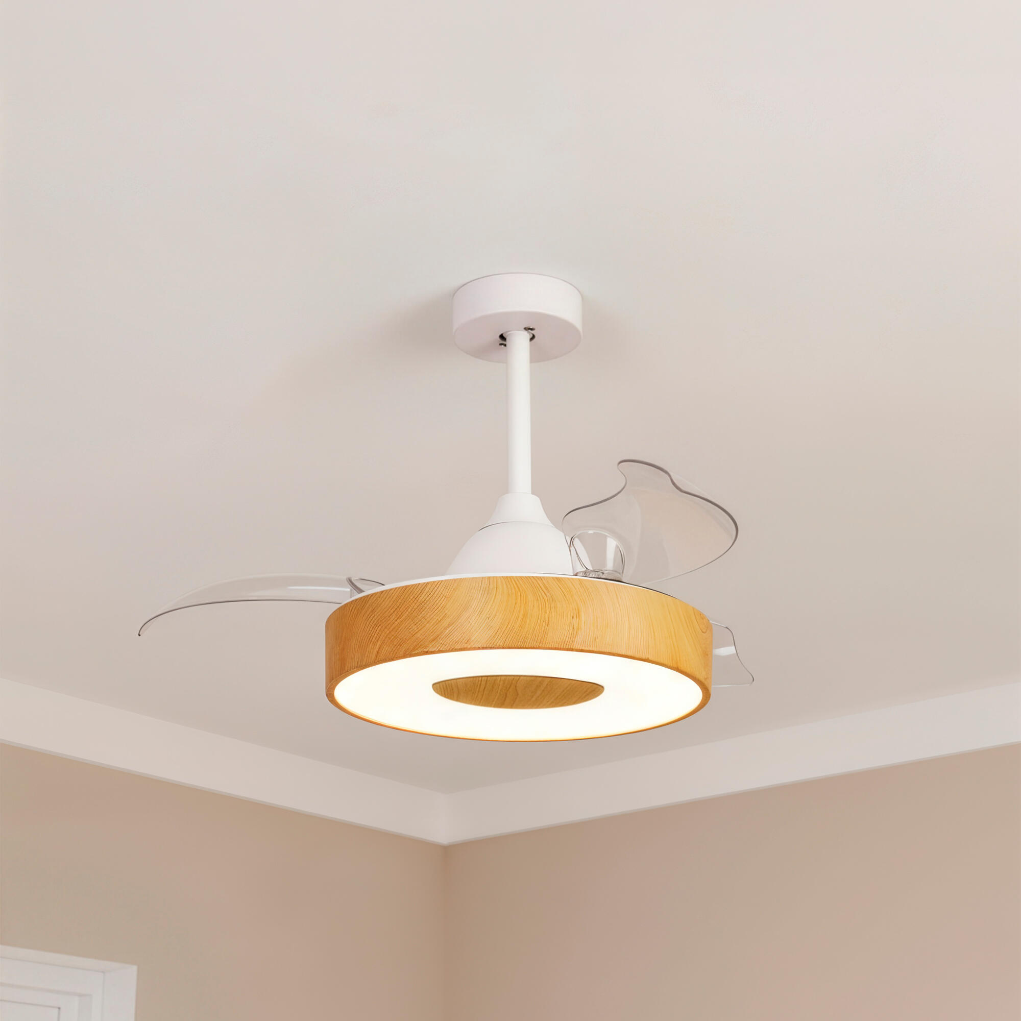 Ventilador de techo con luz silencioso DC 25W con mando ø90.7 cm Coin MANTRA marrón luz CCT 3 aspas retráctiles tipo lámpara| 8 velocidades| modo verano/invierno| brisa| recomendado para <13m² - 2