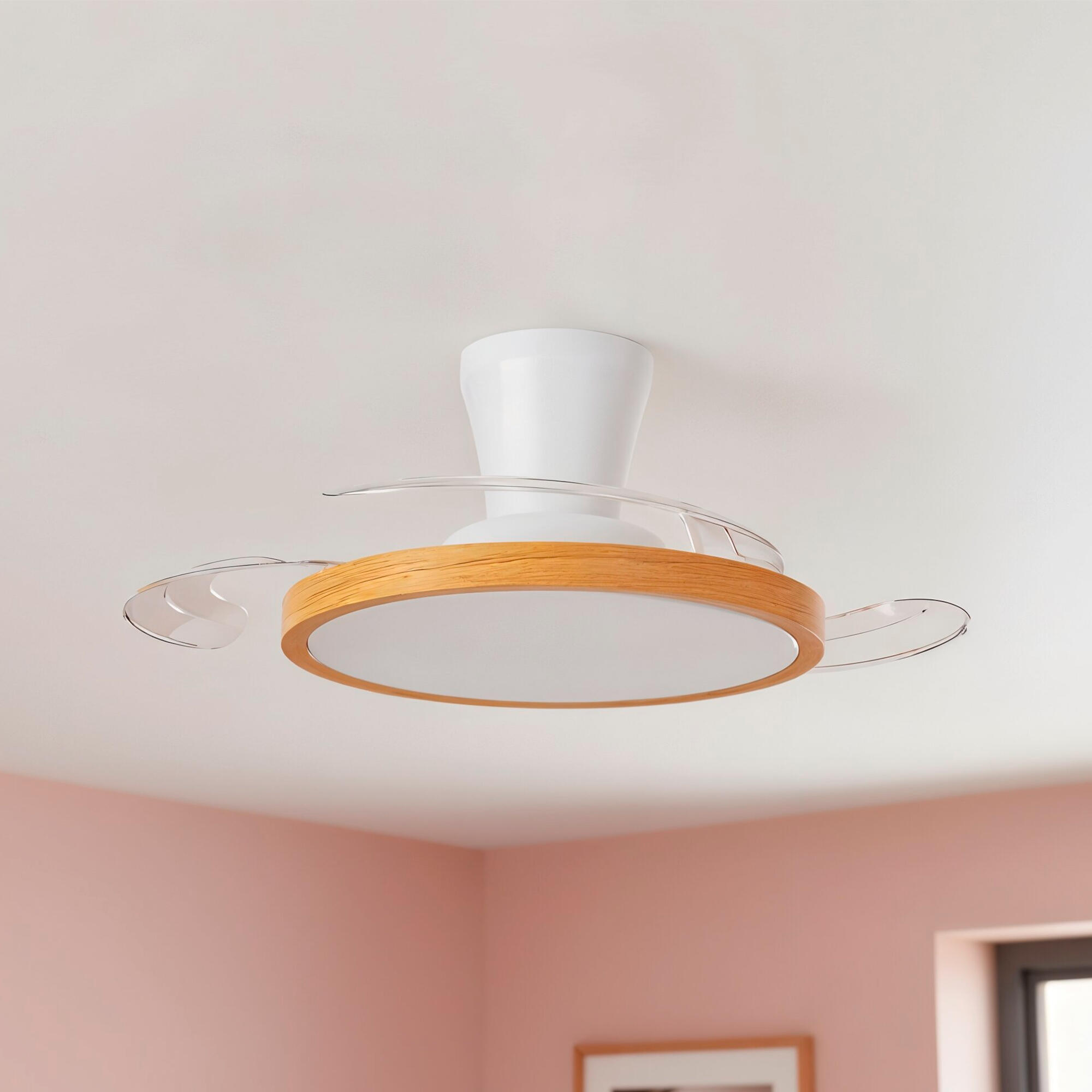Ventilador de techo con luz silencioso DC 15W con mando ø93 cm Ninja CRISTAL RECORD blanco luz CCT 3 aspas retráctiles tipo lámpara| 6 velocidades| modo verano/invierno| temporizador| brisa| recomendado para <13m² - 8