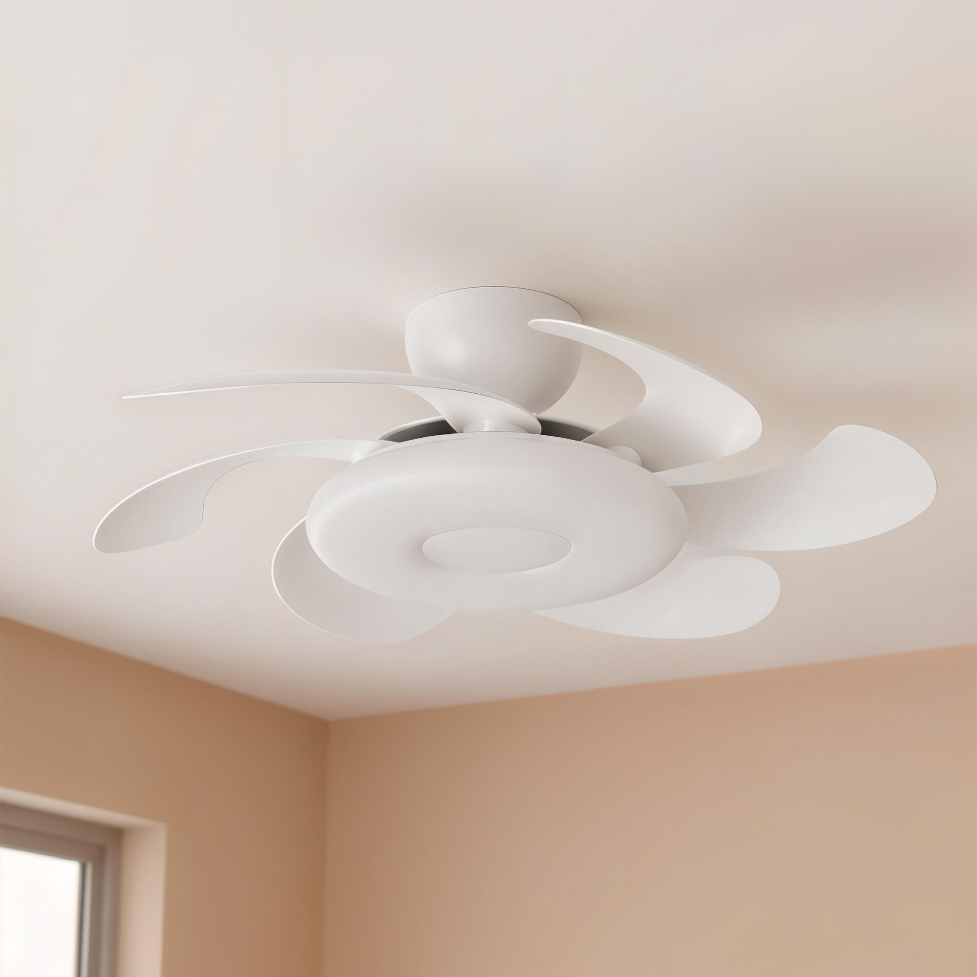 Ventilador de techo con luz silencioso DC 24W con mando ø79 cm Flower MANTRA blanco luz CCT 6 aspas retráctiles tipo lámpara| 6 velocidades| modo verano/invierno| brisa| recomendado para <13m² - 16