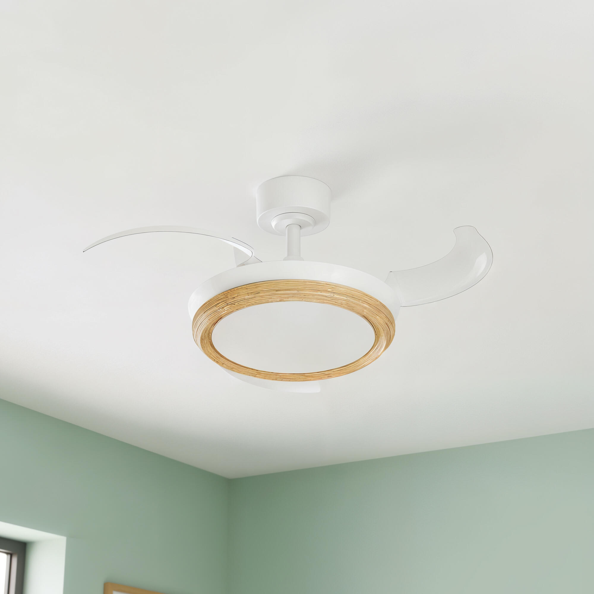 Ventilador de techo con luz silencioso DC 30W con mando ø91 cm Alvus S ARTE CONFORT blanco luz CCT 3 aspas retráctiles tipo lámpara| 6 velocidades| modo verano/invierno| temporizador| brisa| recomendado para <13m² - 11