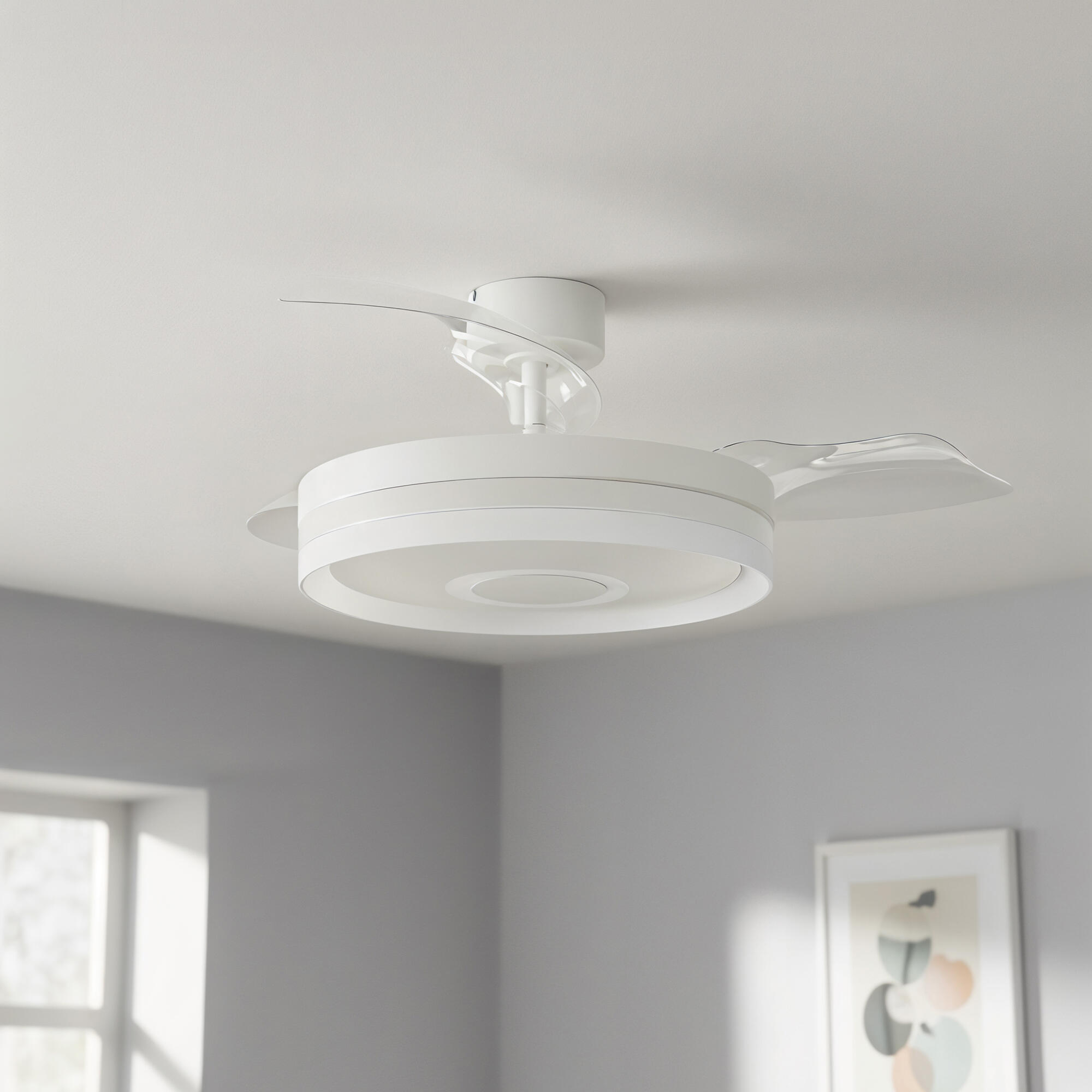 Ventilador de techo con luz silencioso DC 30W con mando ø106 cm Tormos INSPIRE blanco luz CCT 3 aspas retráctiles tipo lámpara| 6 velocidades| modo verano/invierno| recomendado de 13 a 20m² - 4