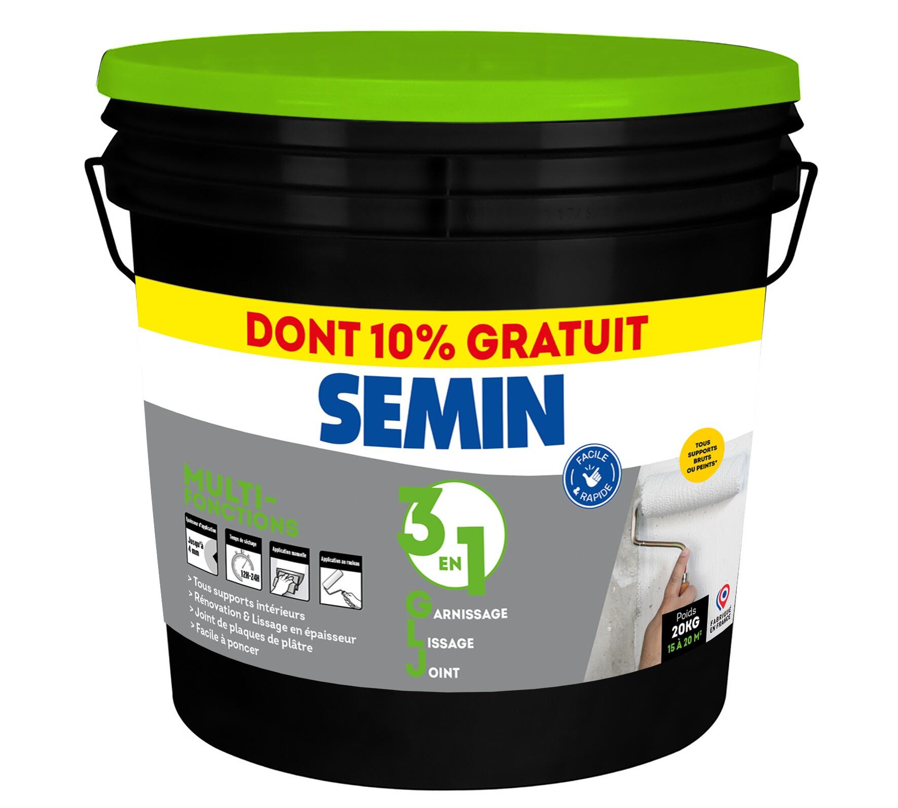 Enduit prêt à l’emploi GLJ SEMIN 20kg dont 10% Gratuits | Leroy Merlin