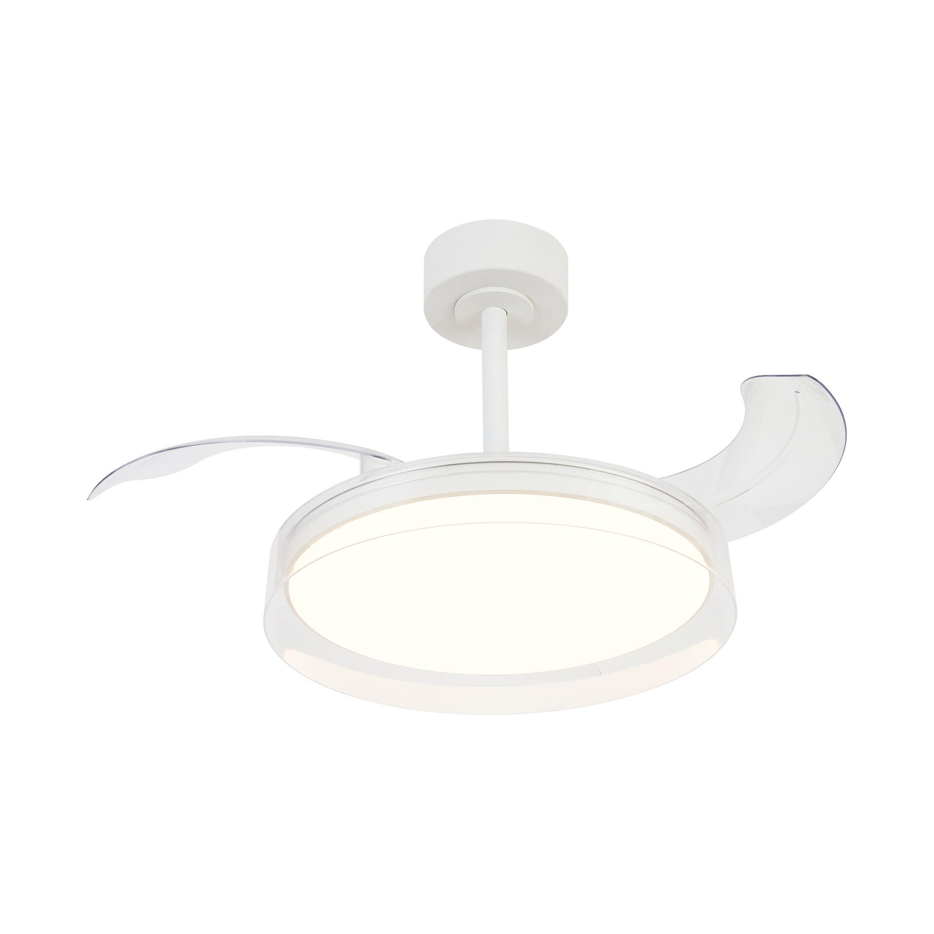 Ventilador de techo con luz silencioso DC 25W con mando ø91 cm Glass Fan MANTRA blanco luz CCT 3 aspas retráctiles tipo lámpara| 8 velocidades| recomendado para <13m² - 3