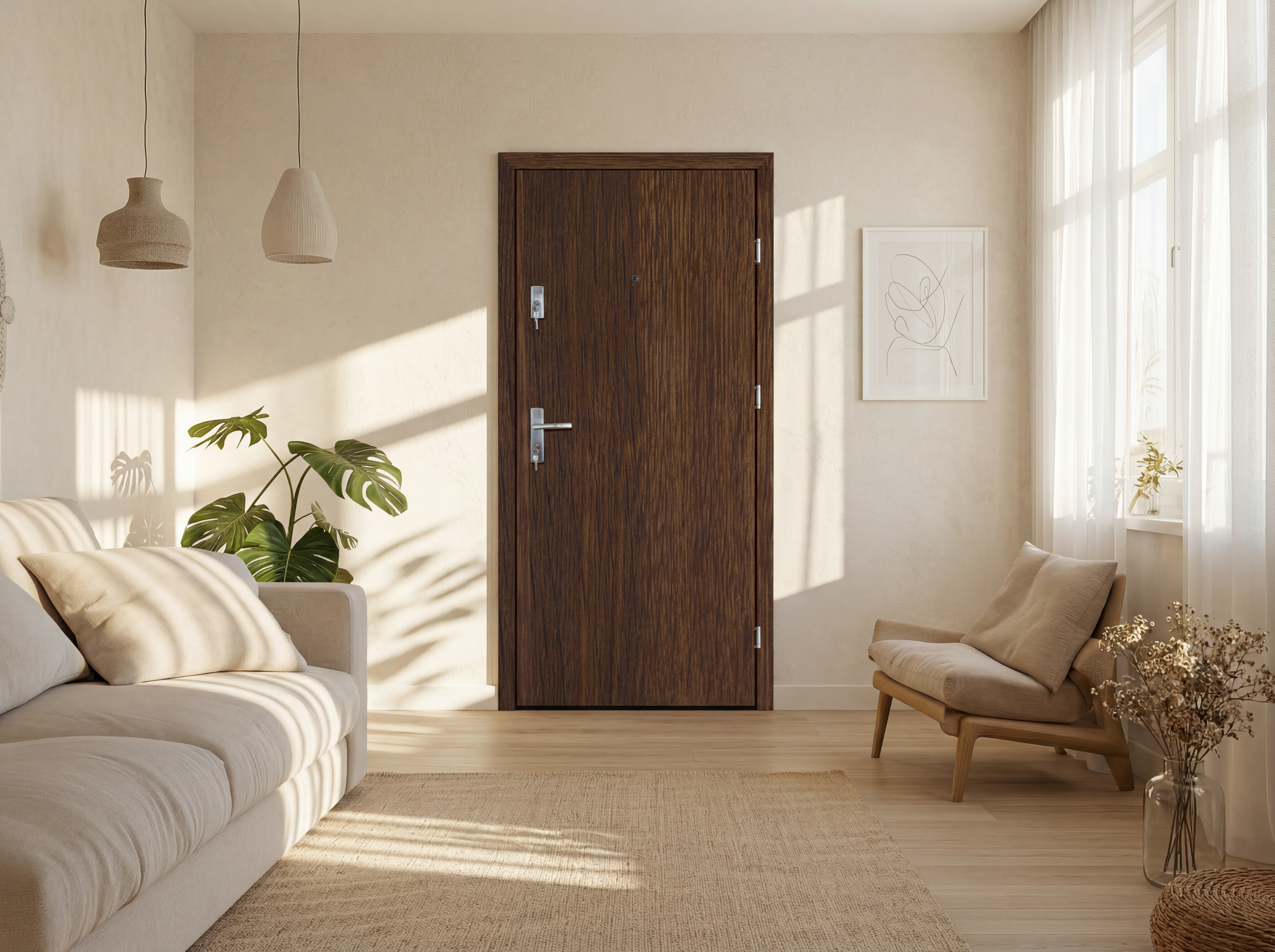 Drzwi wewnętrzne wejściowe 80 prawe Salida Set orzech rustykalny - 2