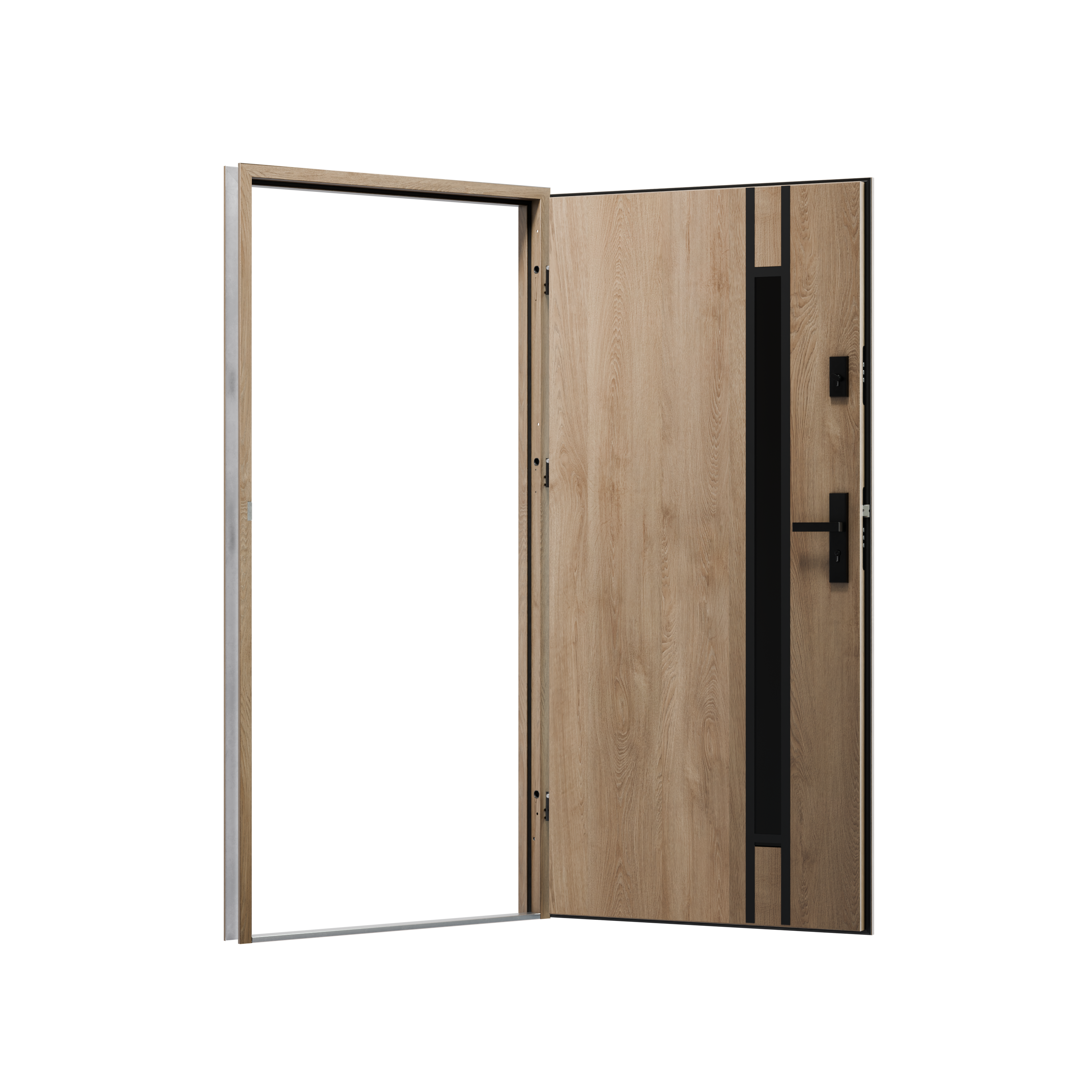 Drzwi zewnętrzne stalowe wejściowe 90 prawe S68 Metron Dąb Turner O.K.DOORS - 3