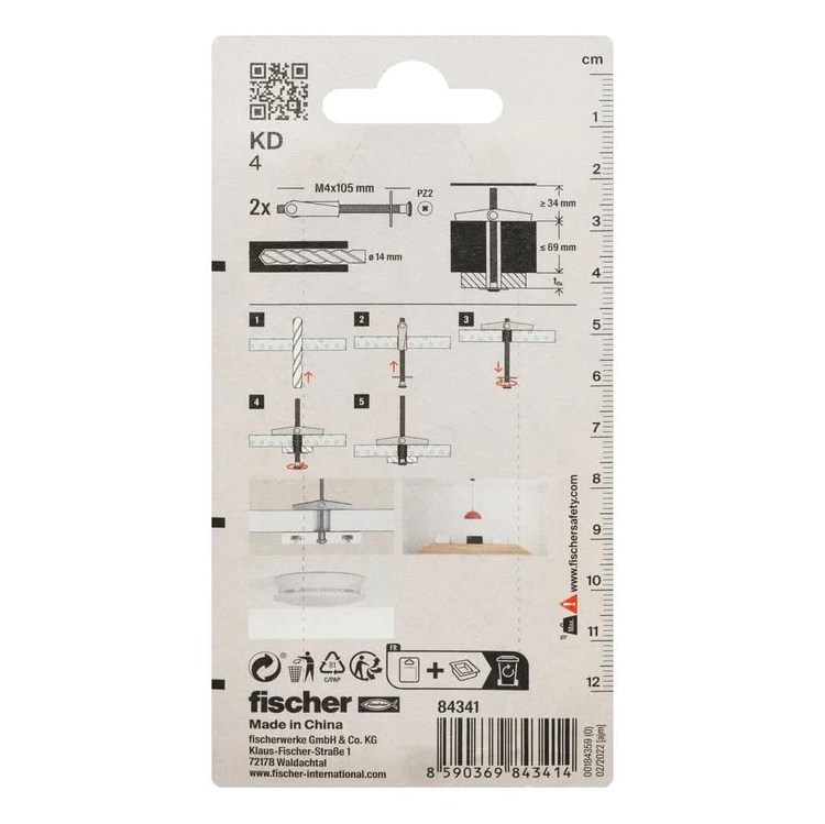 2 Taco de vuelco con resorte fischer KD 4K para pared hueca 14x105 mm - 2