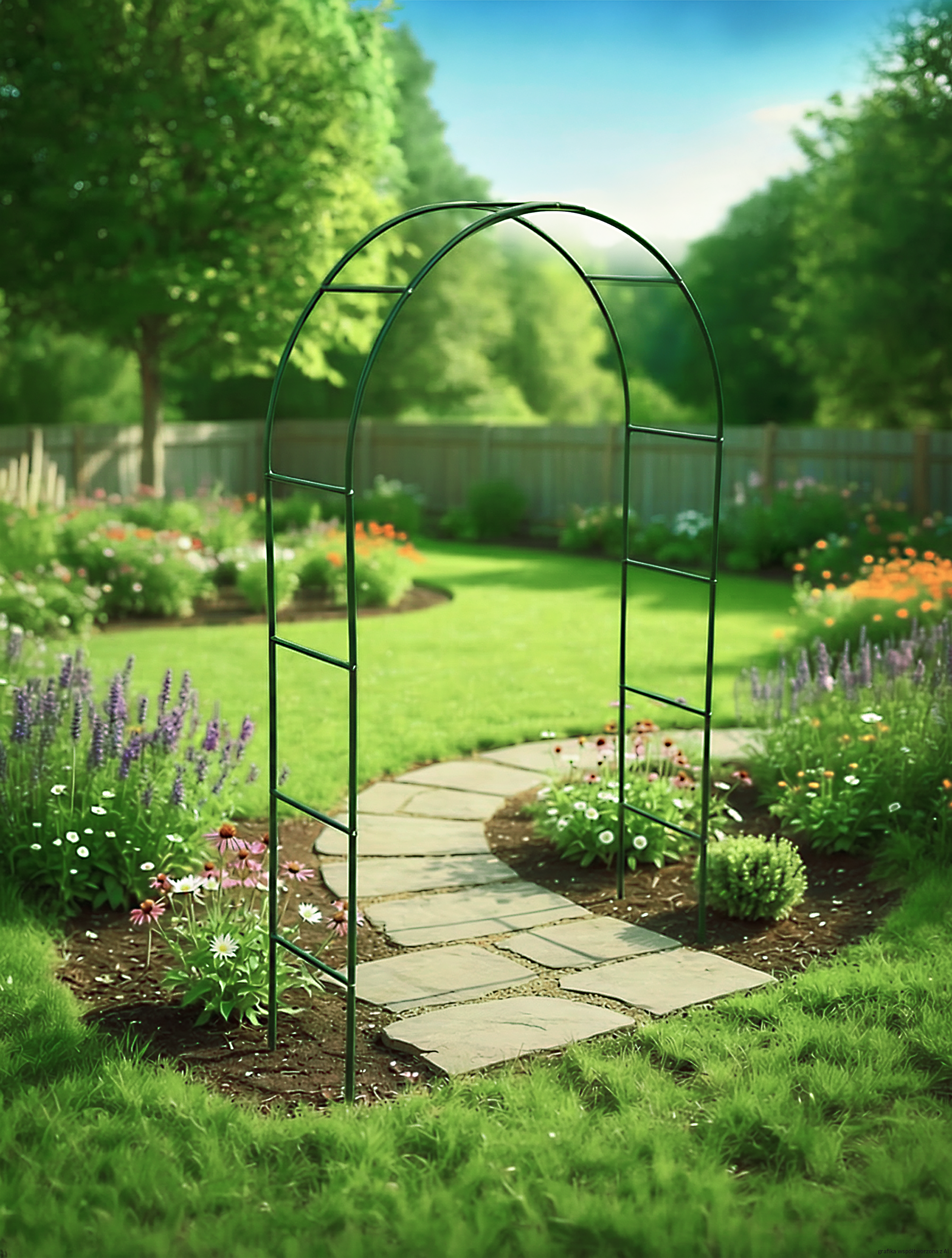 Pergola ogrodowa metalowa 140x37x240cm z łukiem DLH - 2