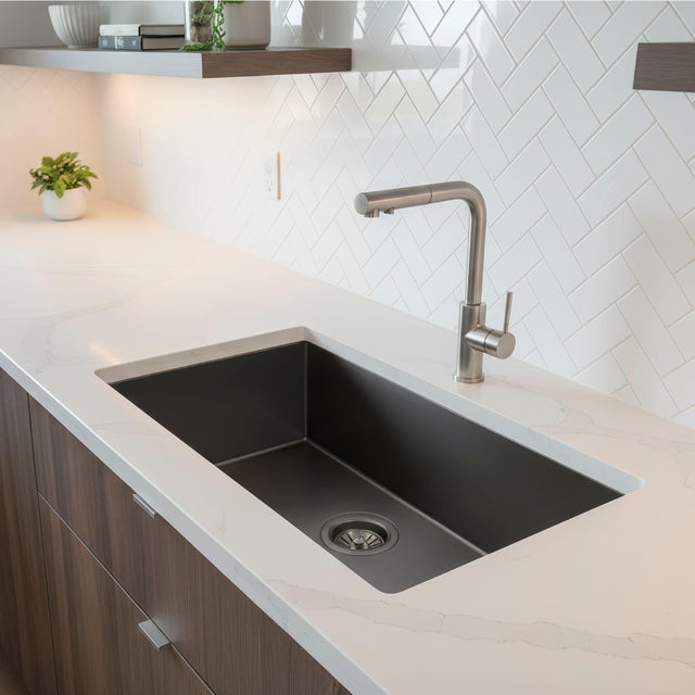 Fregadero de cocina bajo encimera Atlantis de un seno de 74x44x18 cm antracita
