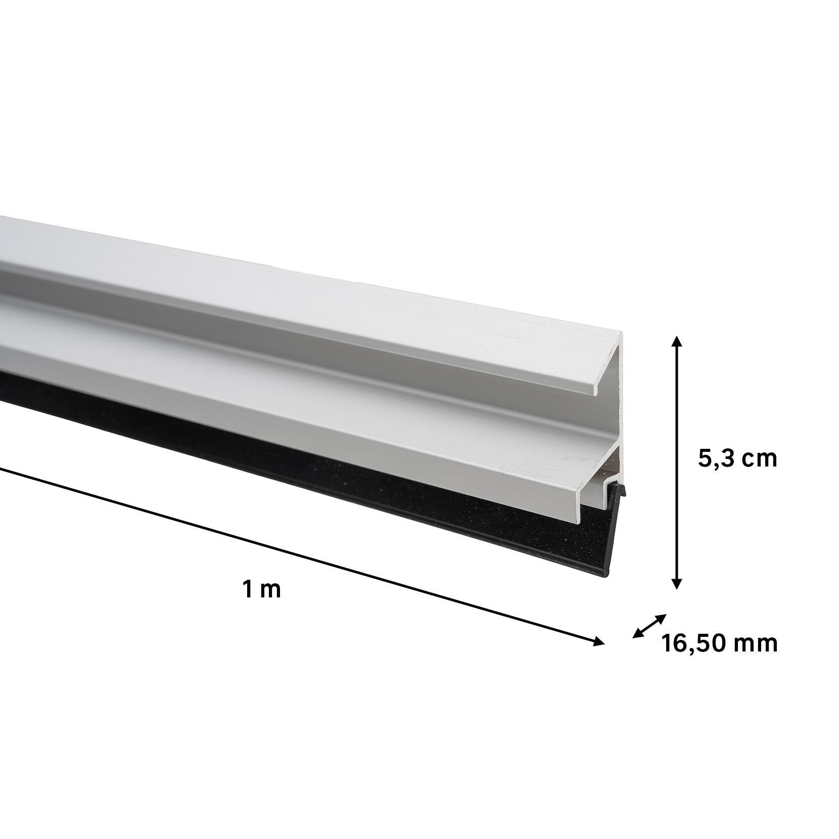 Burlete de puerta exterior BURCASA deflector lluvia en color gris, 16.5 mm de espesor x 5.3 cm de altura x 100 cm de longitud. Impide el paso del agua. Perfil junta plano. Recortable. Tipo de instalación atornillar. - 4