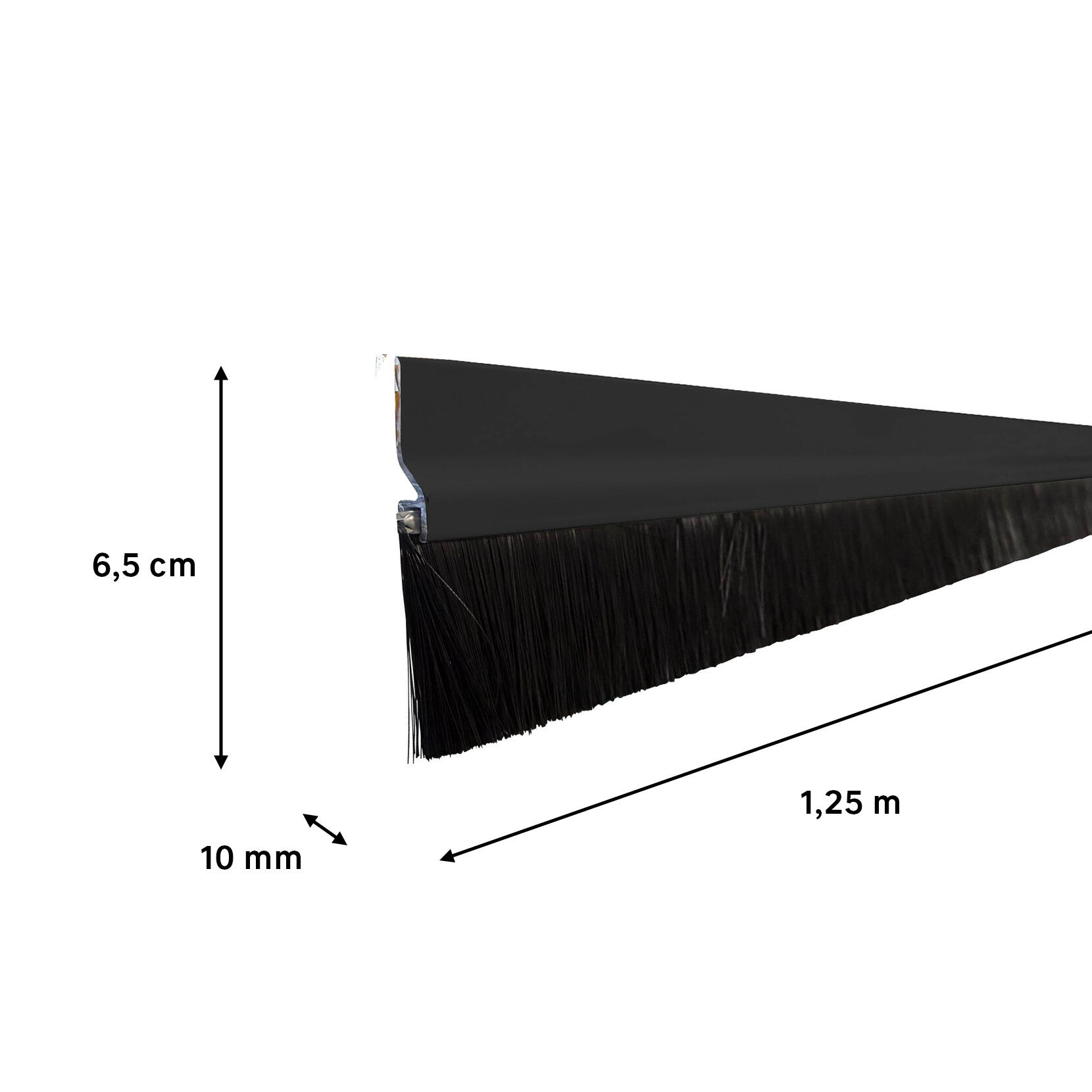 Burlete de puerta adhesivo interior BURCASA aluminio en color negro 10 mm de espesor x 6.5 cm de altura x 125 cm de longitud. Perfil junta plano. Recortable. Tipo de instalación atornillar. - 3
