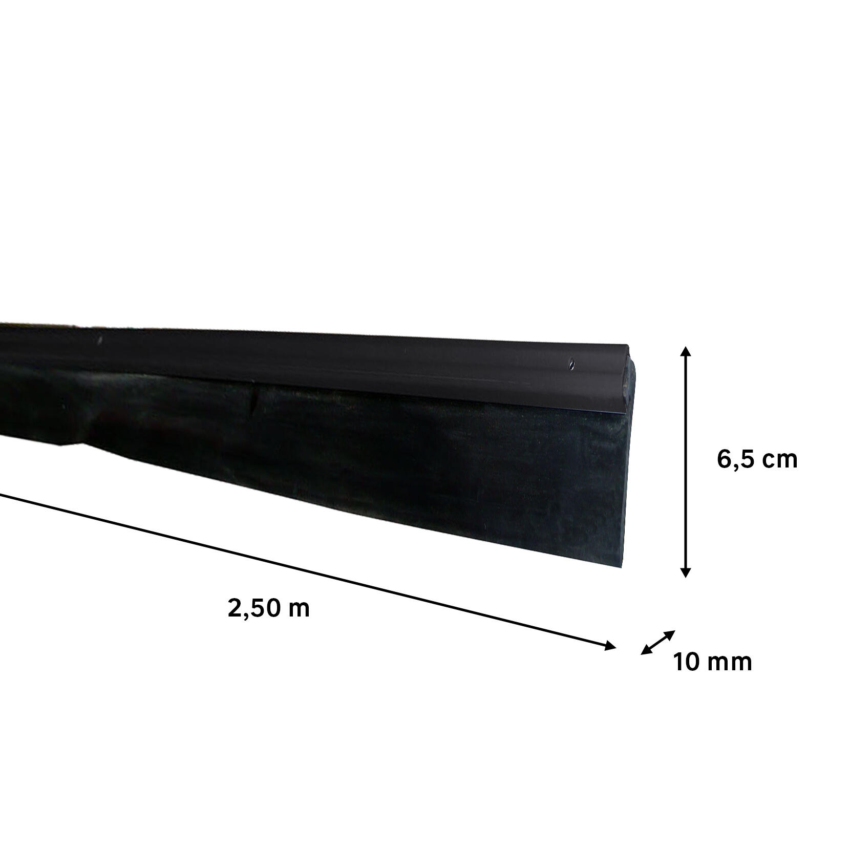 Burlete de puerta de garaje BURCASA caucho en color negro, 10 mm de espesor x 6.5 cm de altura x 250 cm de longitud. Impide el paso del agua. Recortable. Tipo de instalación atornillar. - 4