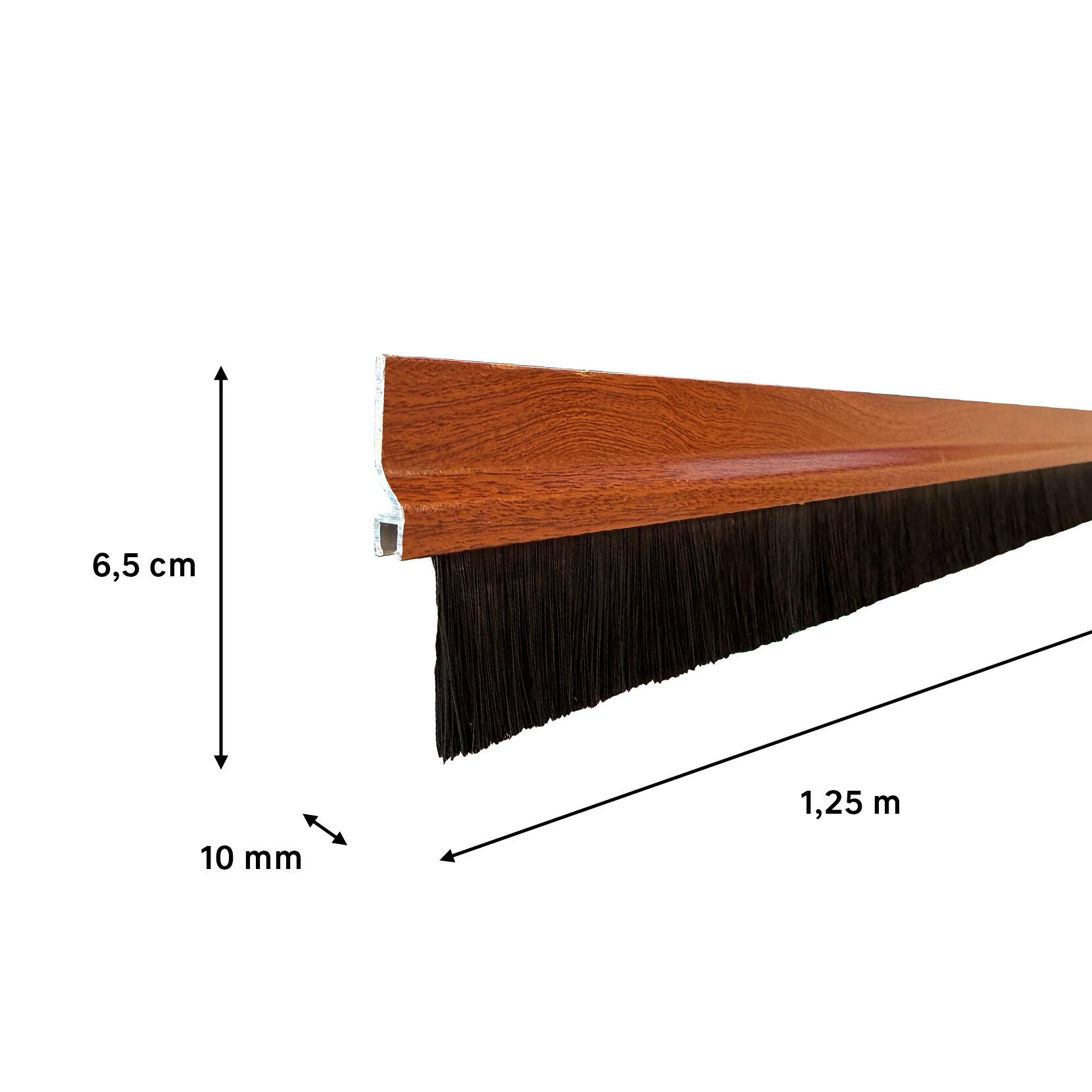 Burlete de puerta adhesivo interior BURCASA aluminio en color marrón 10 mm de espesor x 6.5 cm de altura x 125 cm de longitud. Perfil junta plano. Recortable. Tipo de instalación atornillar.  - 3