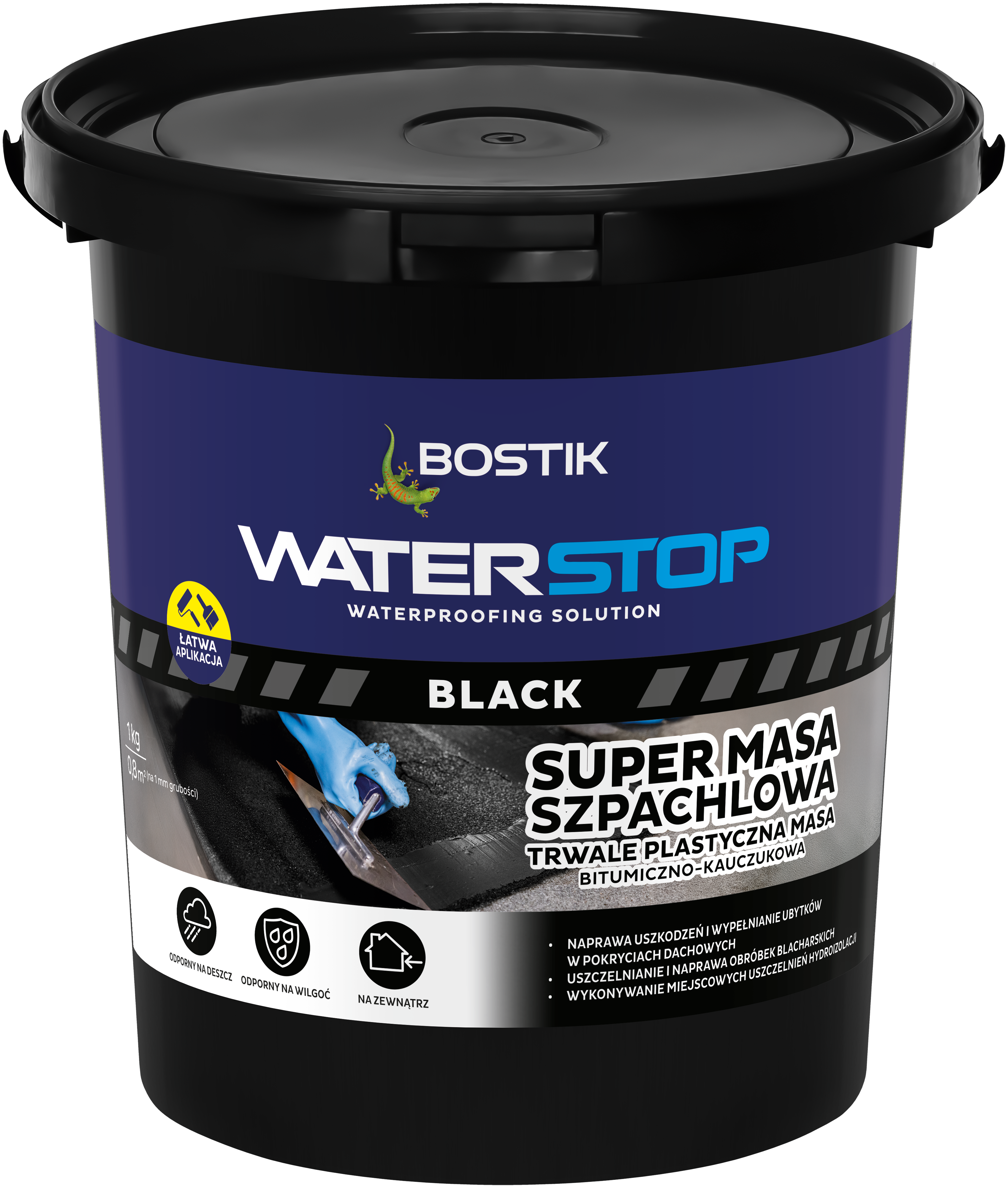 Masa szpachlowa Water Stop bitumiczno-kauczukowa 1 kg czarna Bostik