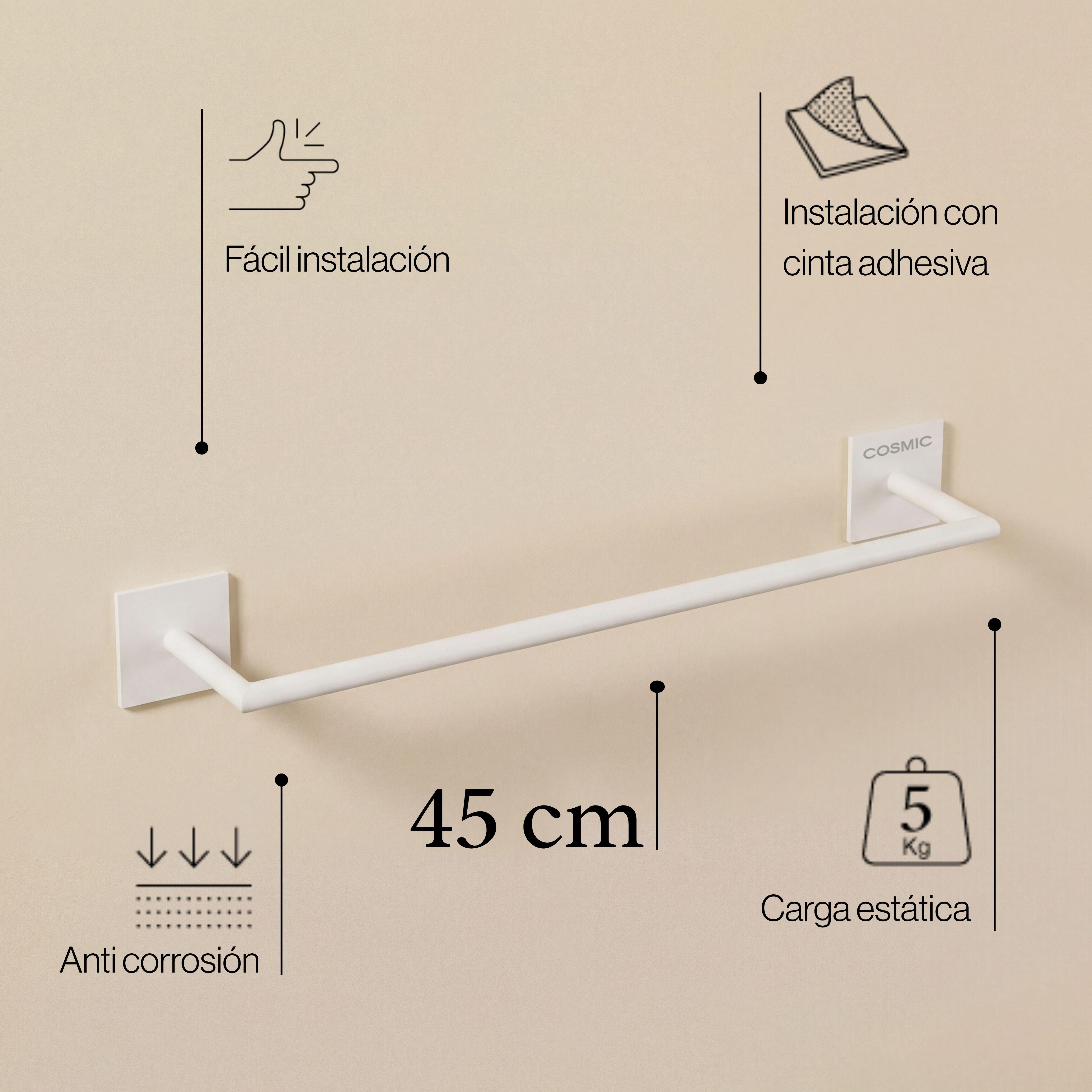Toallero de barra blanco mate para pegar Link 45x7x4.5 cm - 3