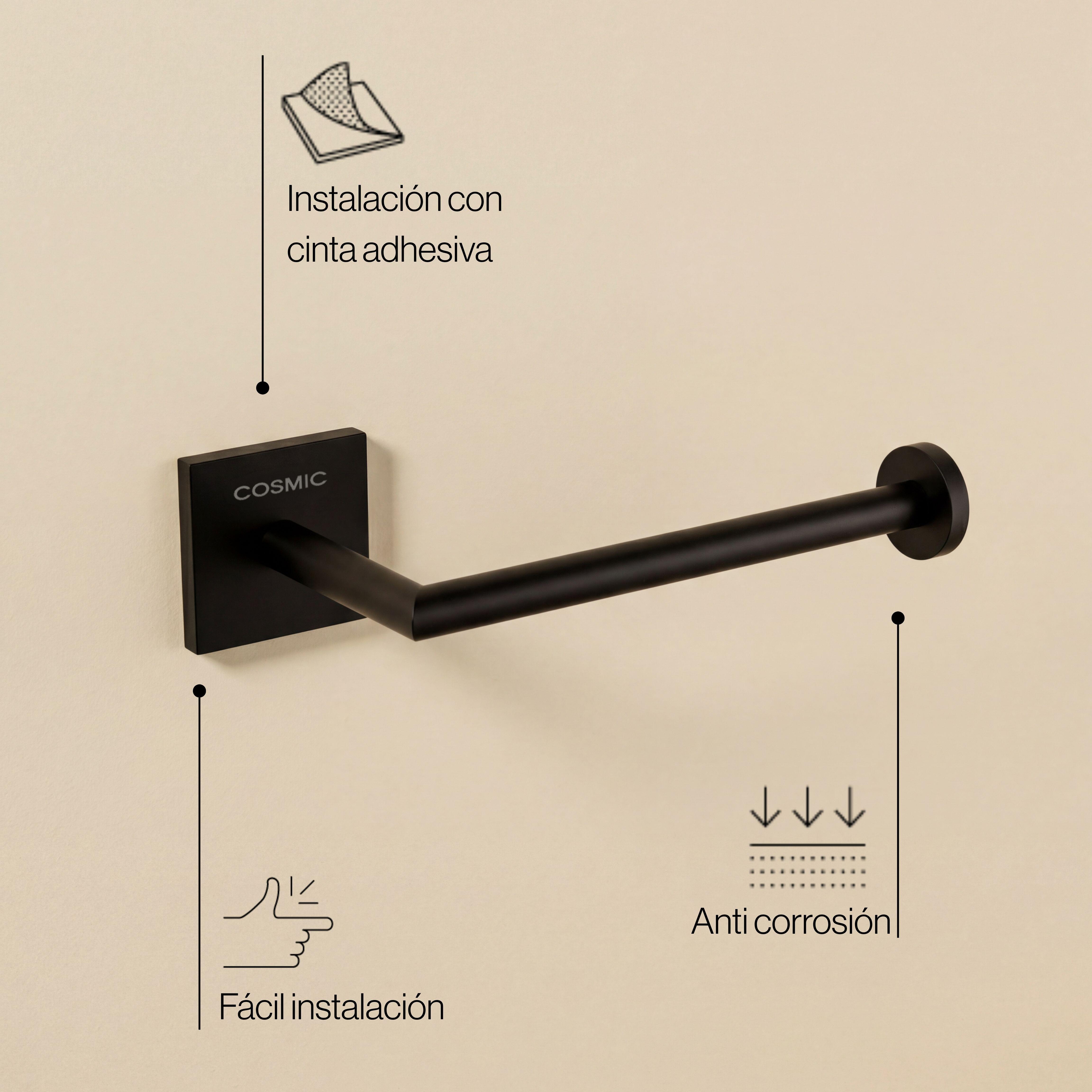 Portarrollos de papel higiénico Link negro adhesivo o para atornillar - 7
