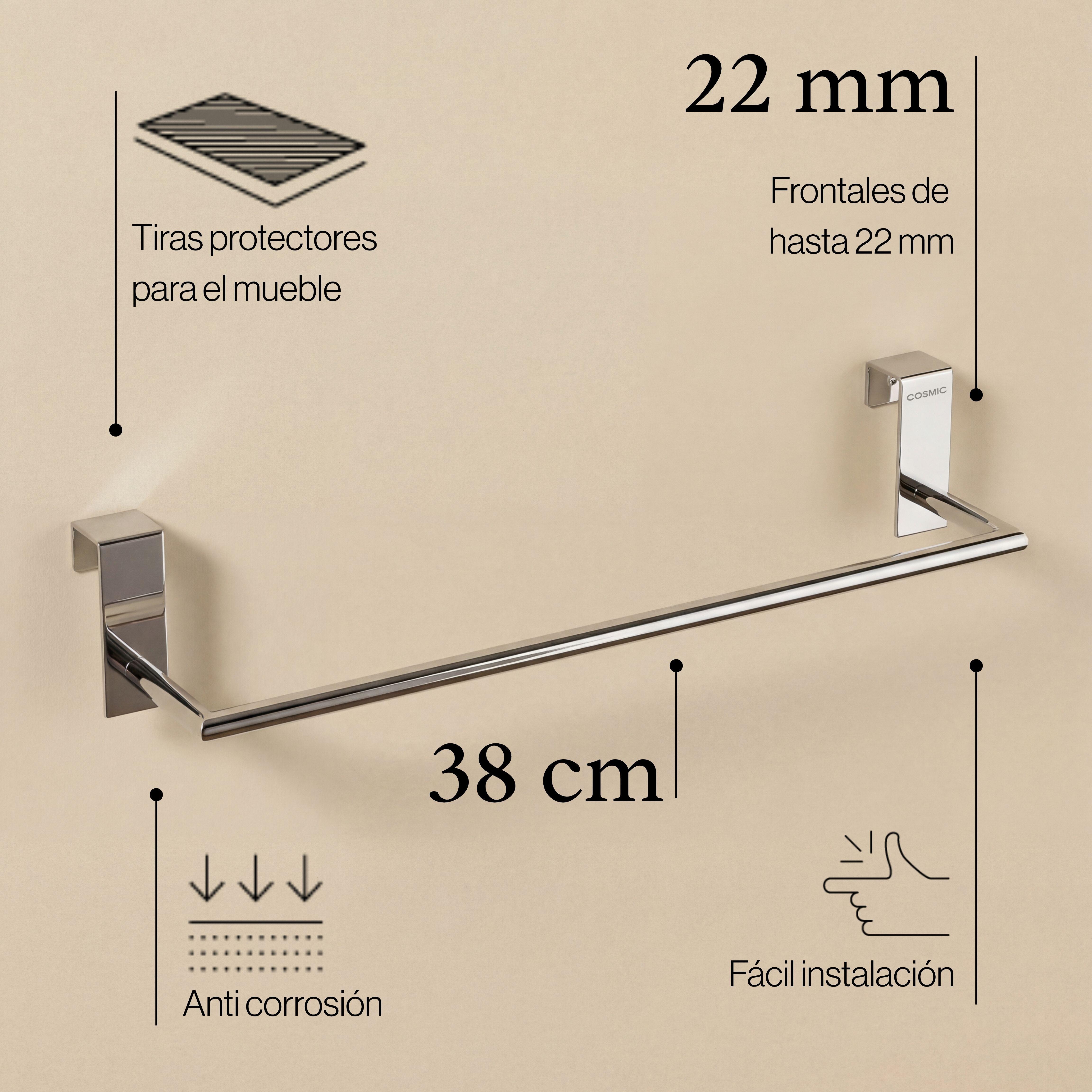 Toallero de barra cromo brillante para pegar Diabolo 38x7x9.5 cm - 3