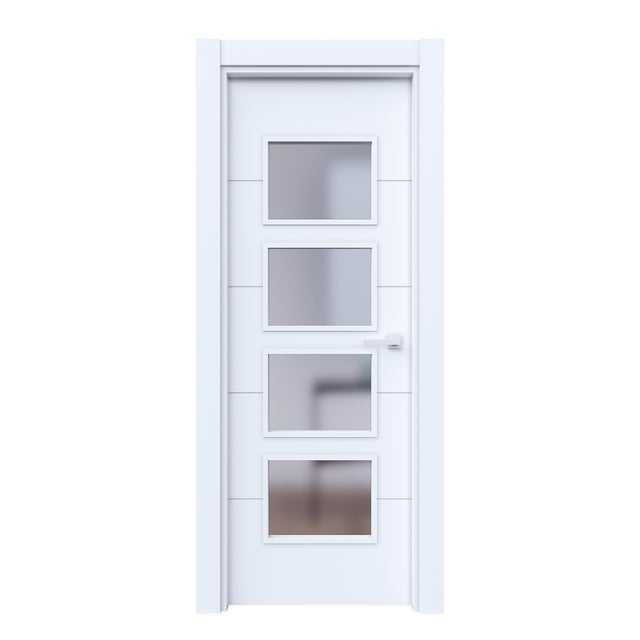 Puerta de interior abatible con cristal maciza lacada Smart multicapa Lucerna blanco apertura izquierda cerco 9x3 anchura 72.5cm