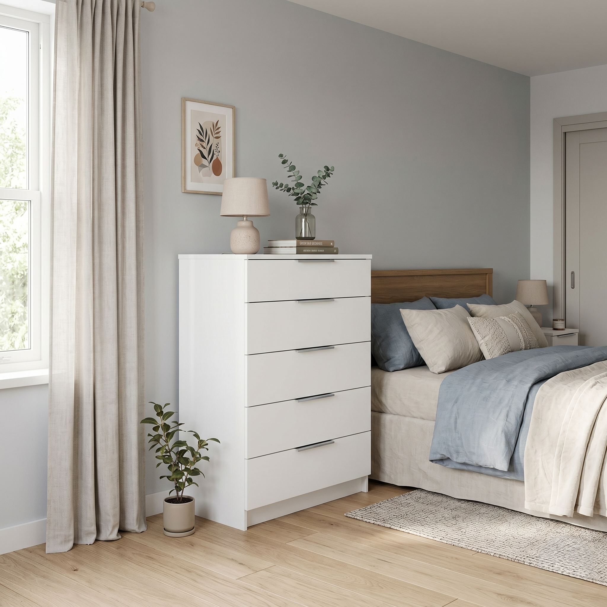 Cómoda Space 5 cajones 80x42x102 blanco - 3