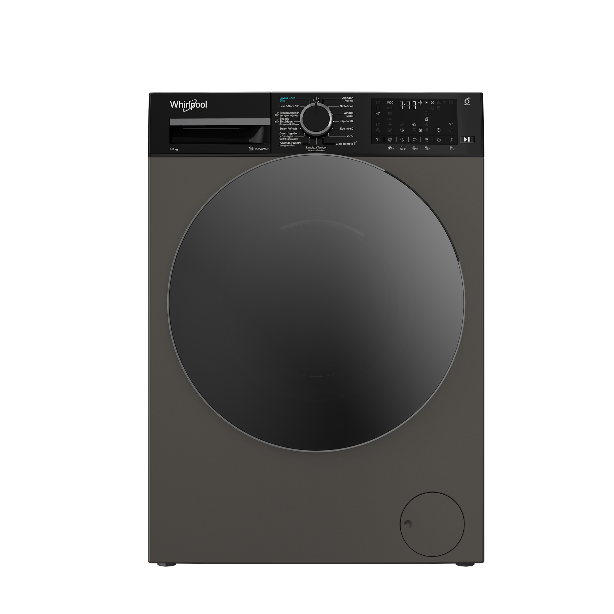 lavadora secadora whirlpool wad 9636g spt carga frontal 96 kg 1400rpm 15 programas clase a acero mate