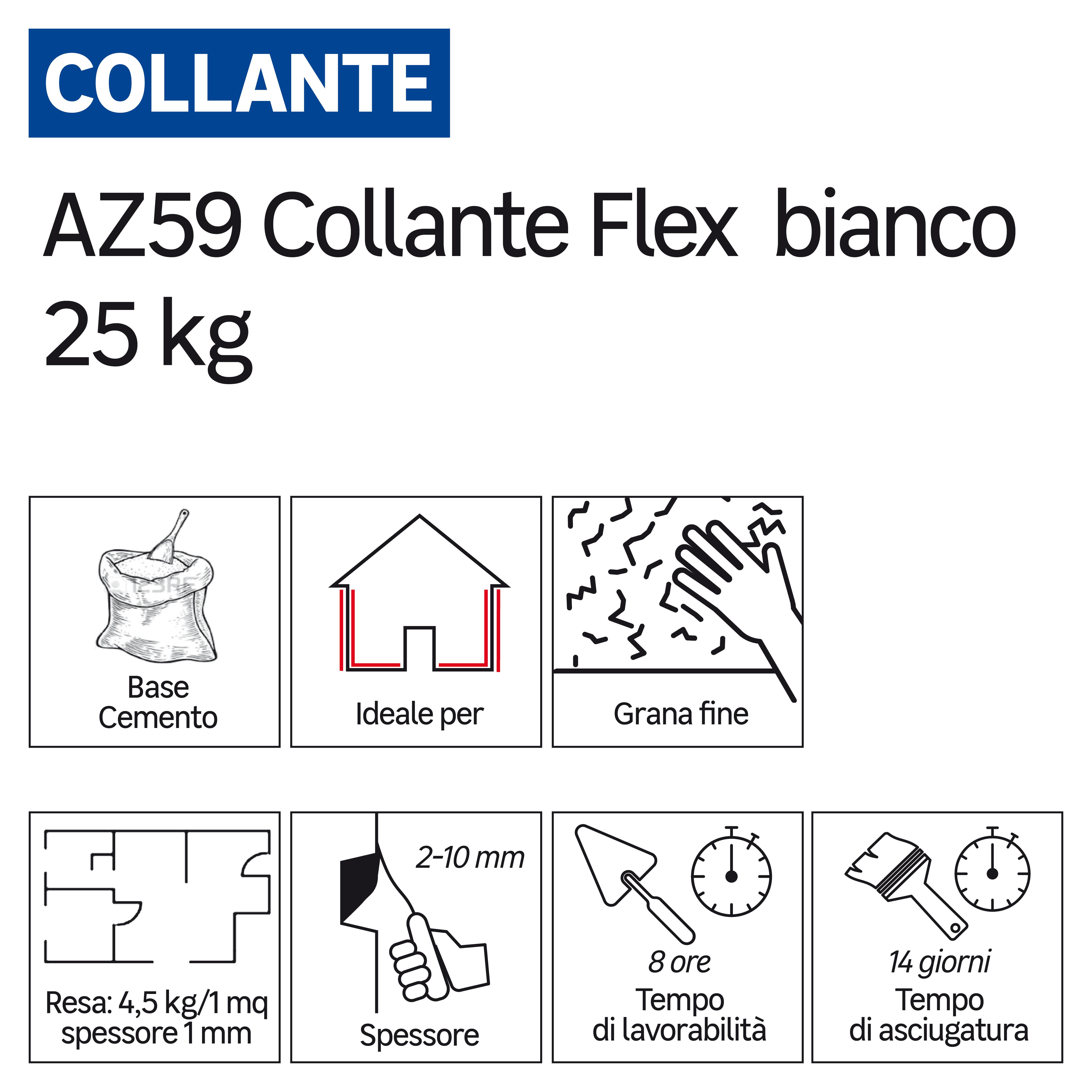 Colla per piastrelle in polvere FASSA BORTOLO AZ59 FLEX 25 kg bianco C2TES1 - 2