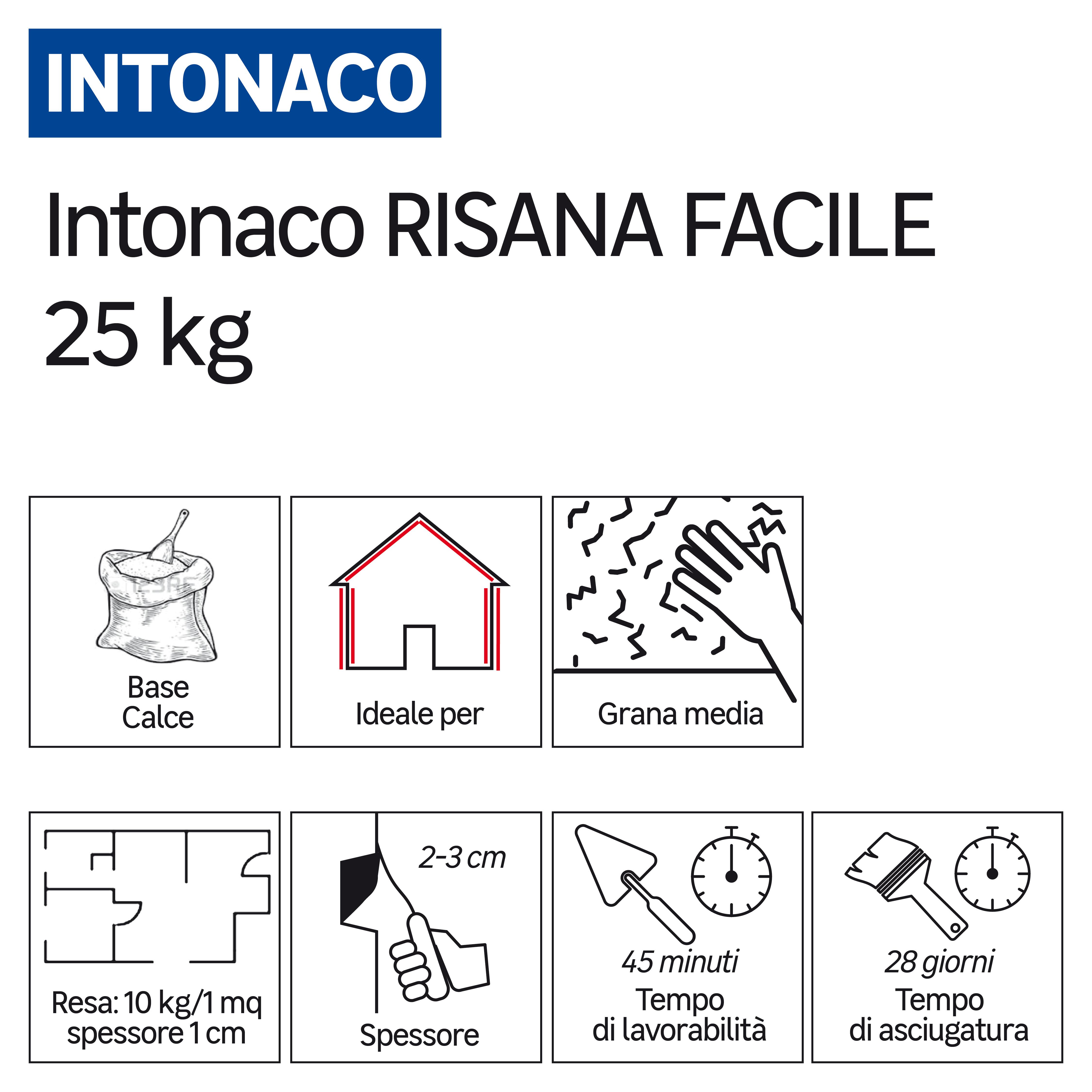 Intonaco in calce e cemento FASSA BORTOLO RISANAFACILE bianco 25 kg - 2
