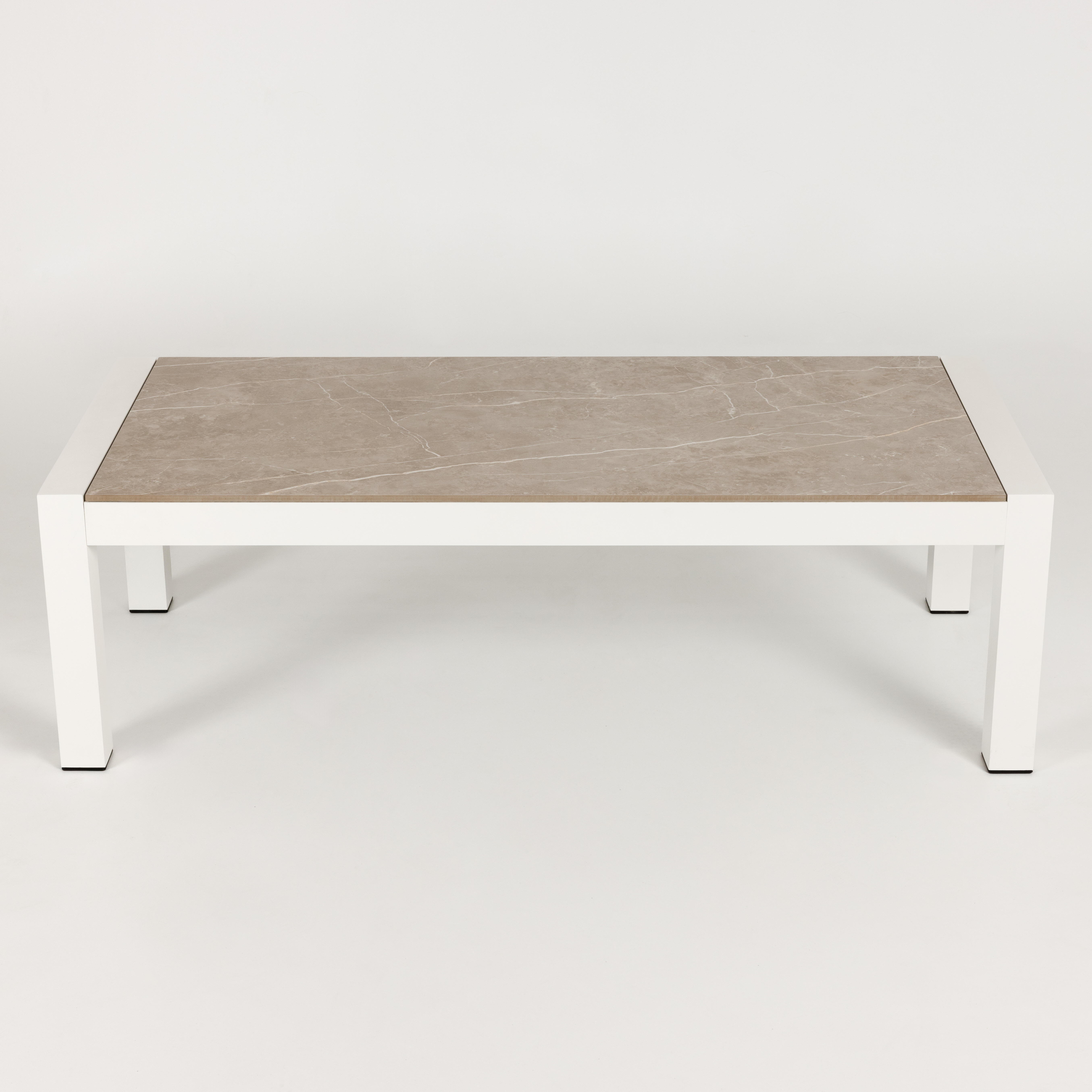 Mesa auxiliar de aluminio y cerámica Luca blanco Taupe de 132x42x60 cm - 5