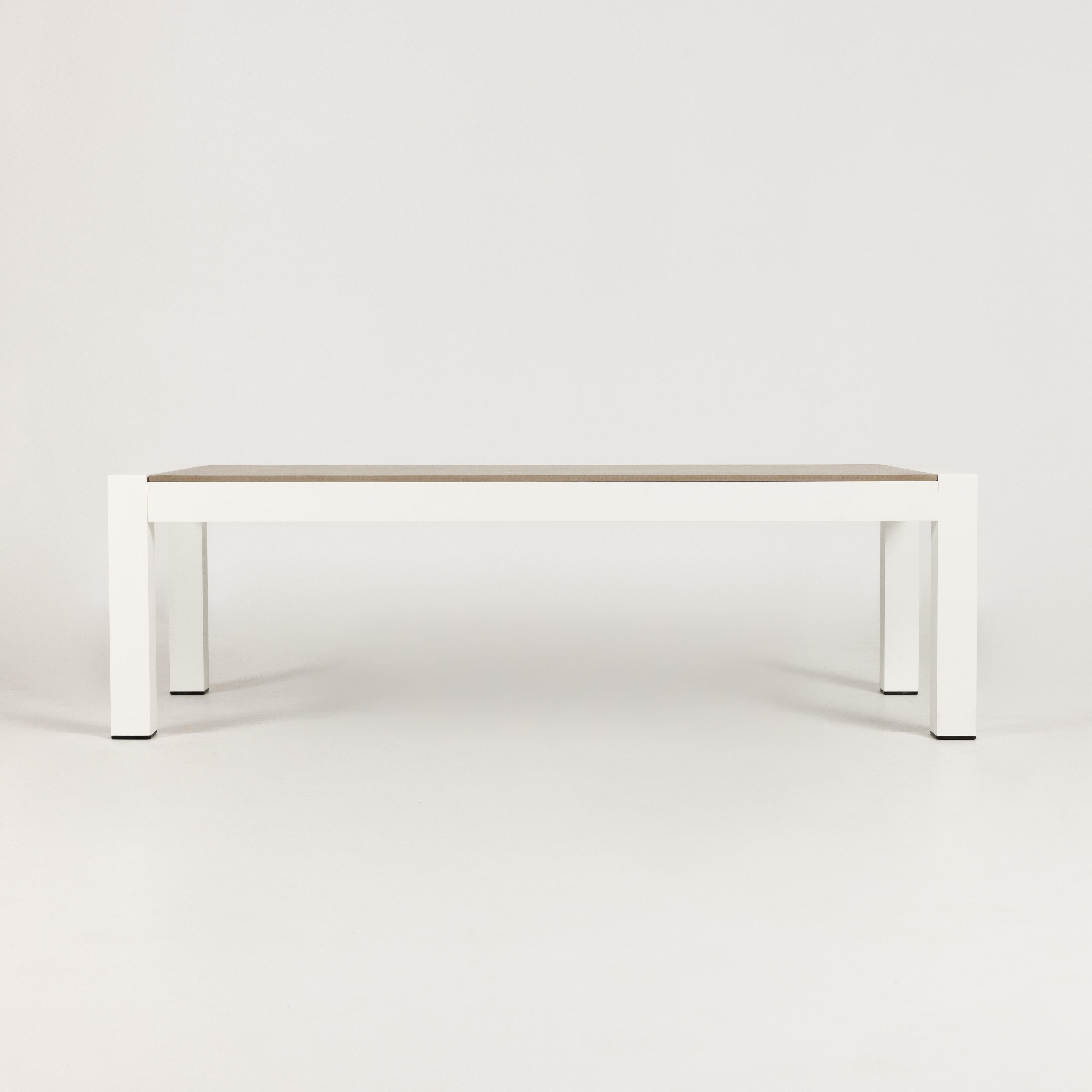 Mesa auxiliar de aluminio y cerámica Luca blanco Taupe de 132x42x60 cm - 4