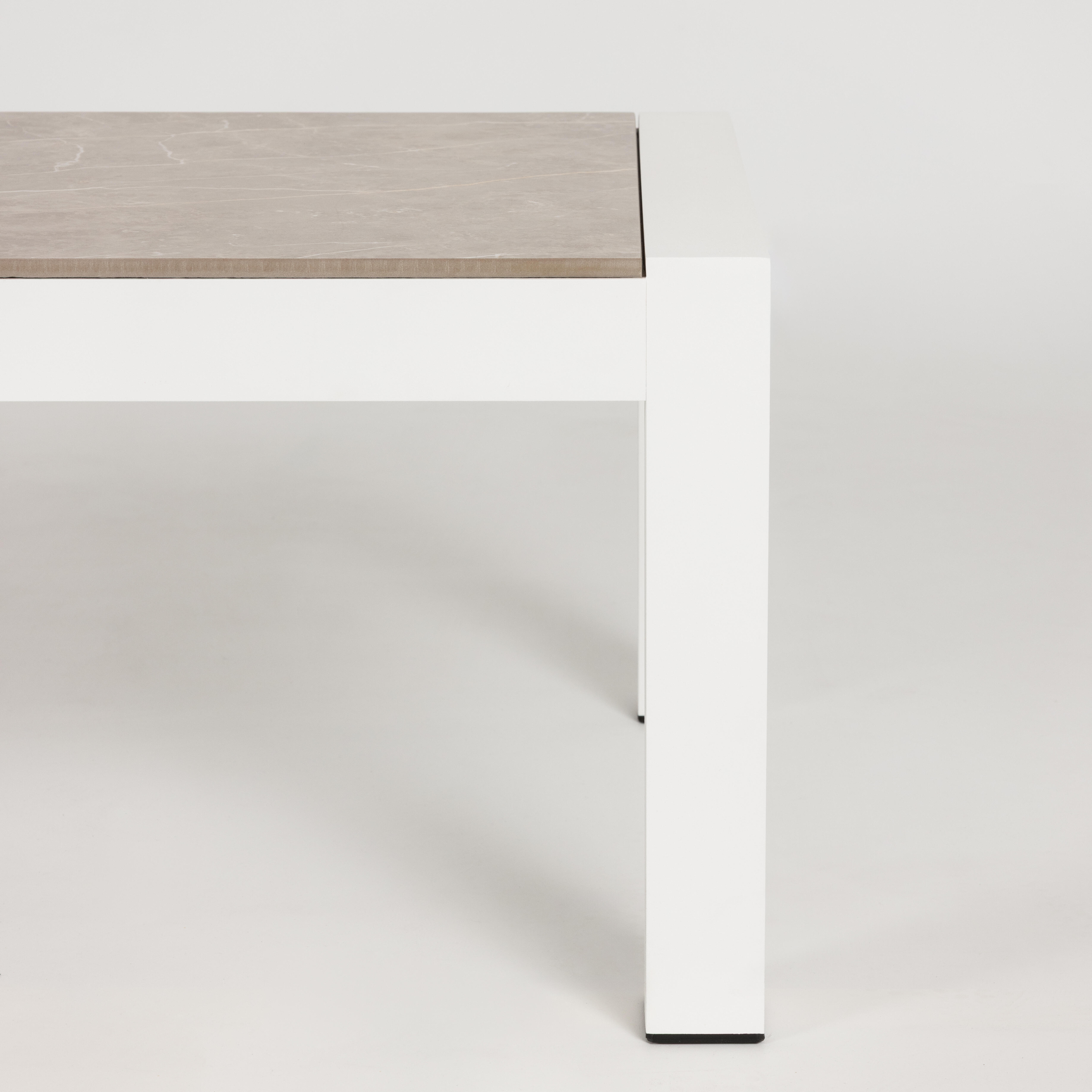 Mesa auxiliar de aluminio y cerámica Luca blanco Taupe de 132x42x60 cm - 7