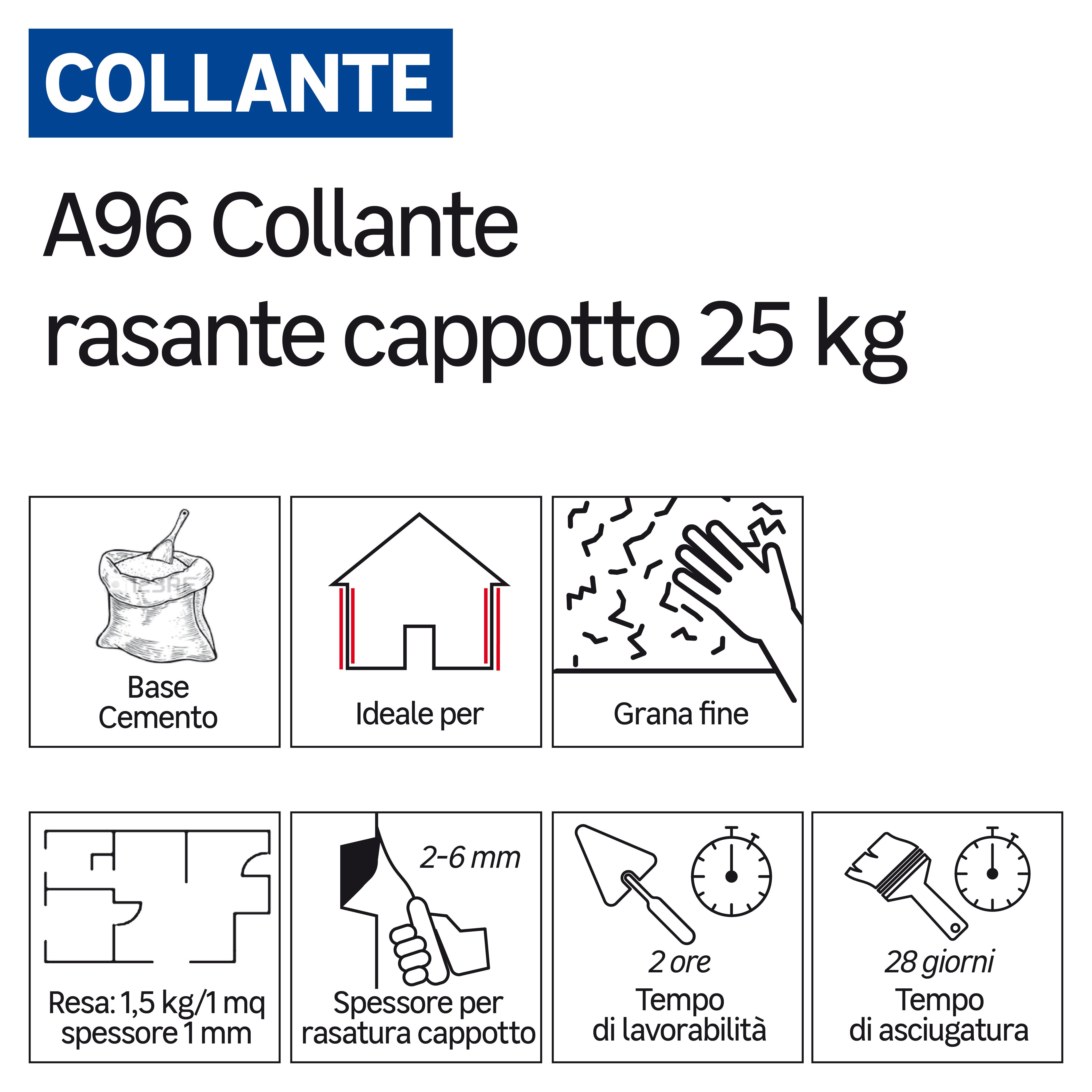 Malta adesiva in polvere FASSA BORTOLO A96 25 kg bianco - 2