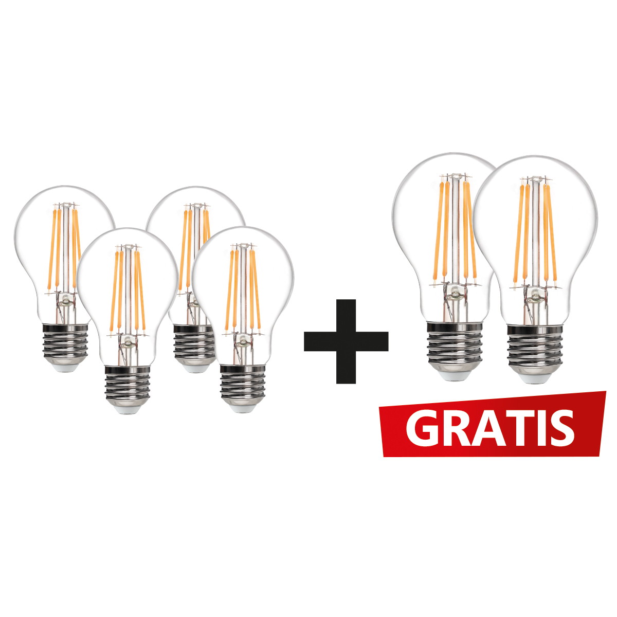 Set da 6 lampadine LED filamento E27 goccia trasparente, 8W = 1050 LM (equiv 75 W), 360°, - 2