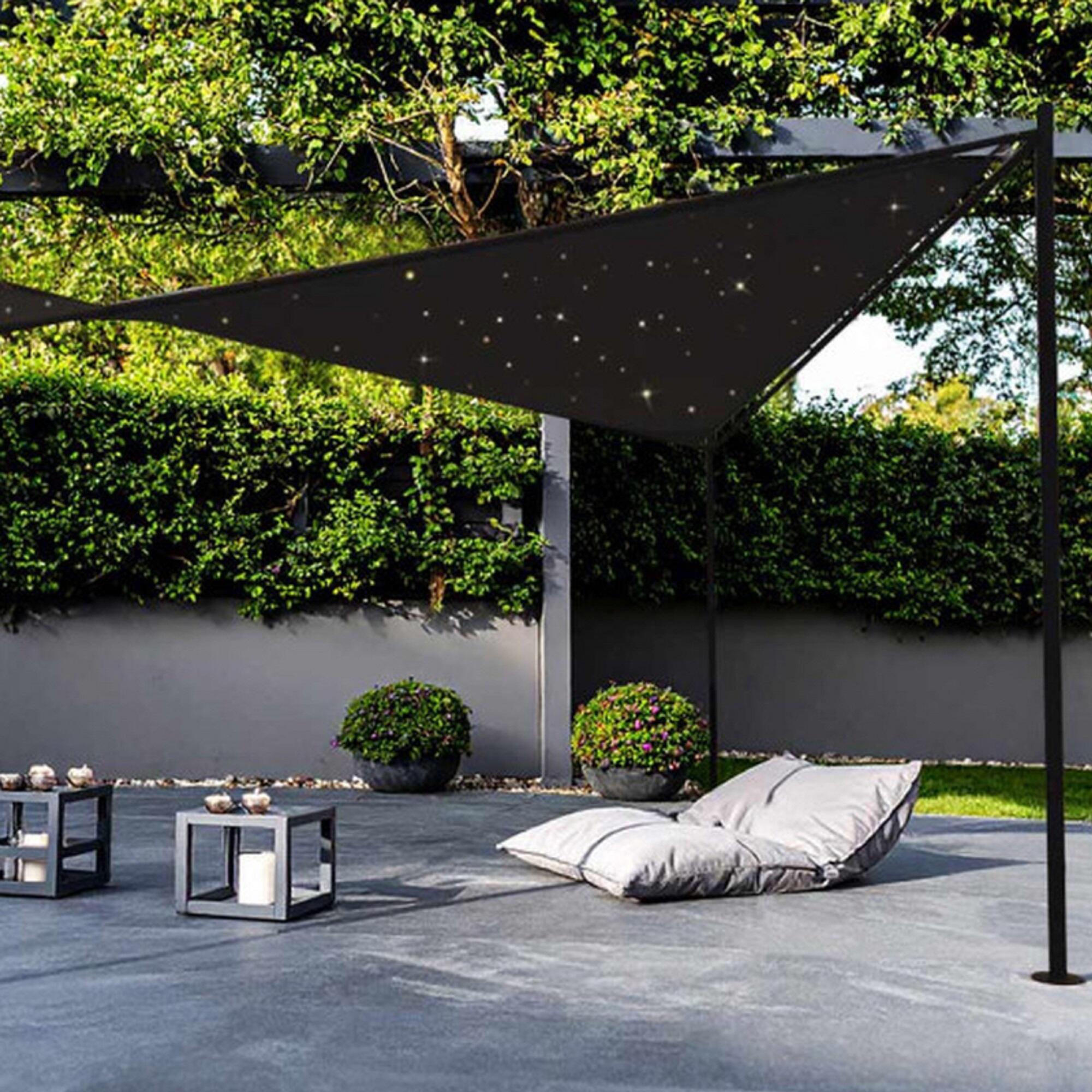 cenador de acero con cubierta y led luminosos nassau de 350 x 350 cm gris