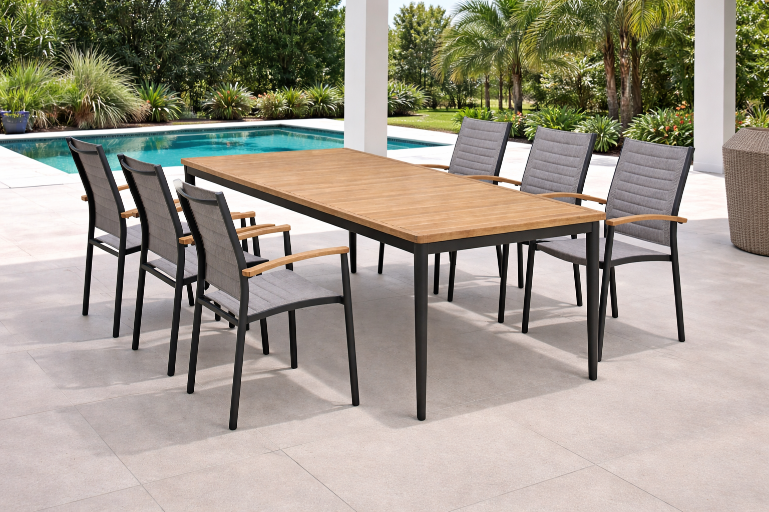 Conjunto de jardín de aluminio topaz de 6 plazas