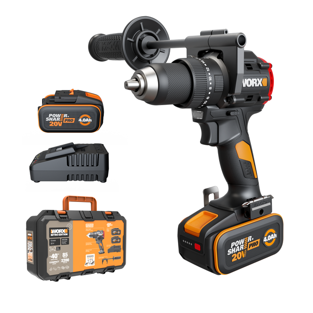 Perceuse à percussion Brushless 20V WORX - 85Nm - WX356 (2 batteries 4Ah)