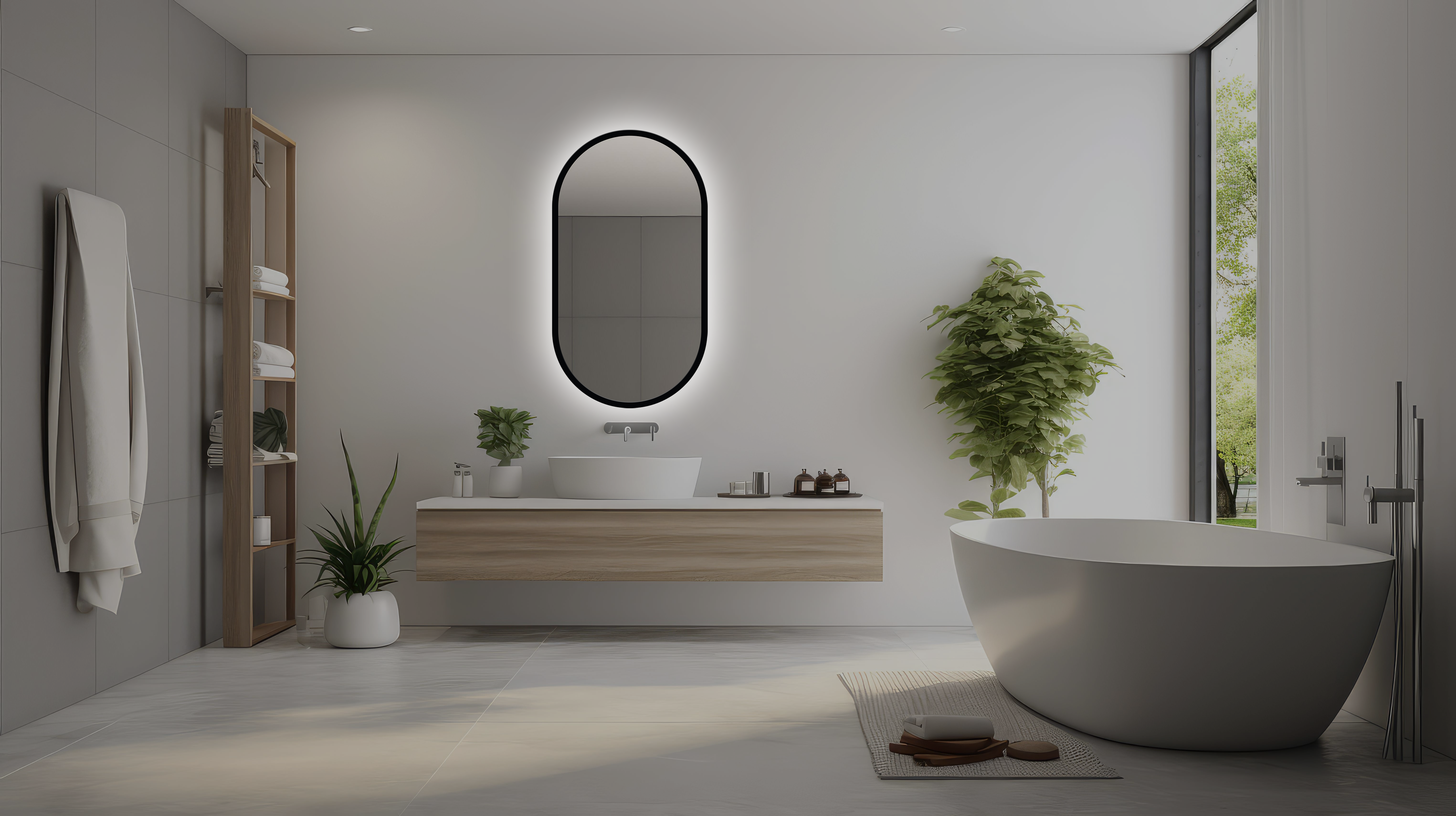 Lustro z wbudowanym oświetleniem Oslo Black Ambiente 50 x 90 Venti - 2
