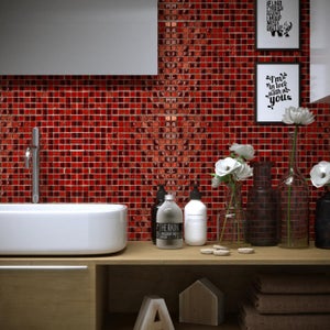 Piastrelle Mosaico Vetro Colorate - 200 G, Rosso-Arancione-Giallo, Per Fai Da Te E Decorazioni