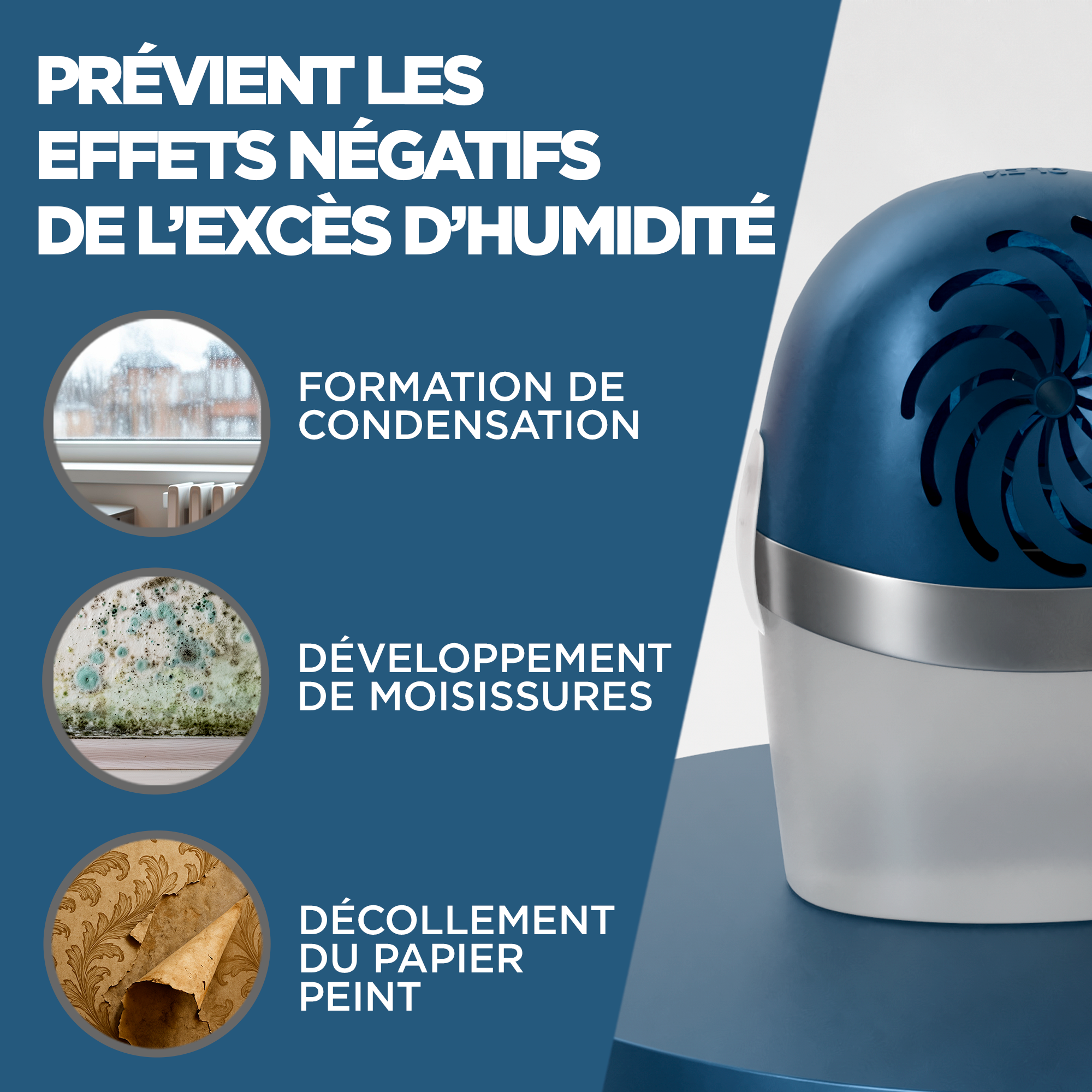 Absorbeur d'humidité RUBSON Aéro 360° avec 1 recharge 450g, 20 m² - 4