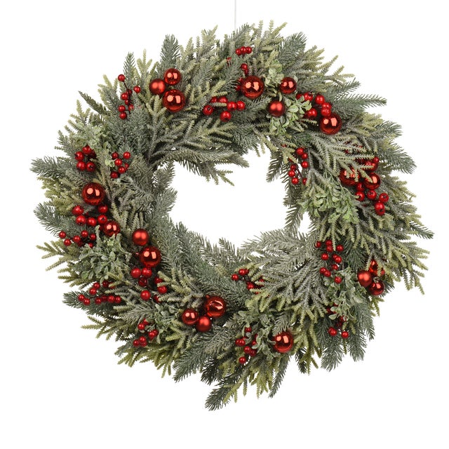 Corona de Navidad bolas rojas ø 60 cm