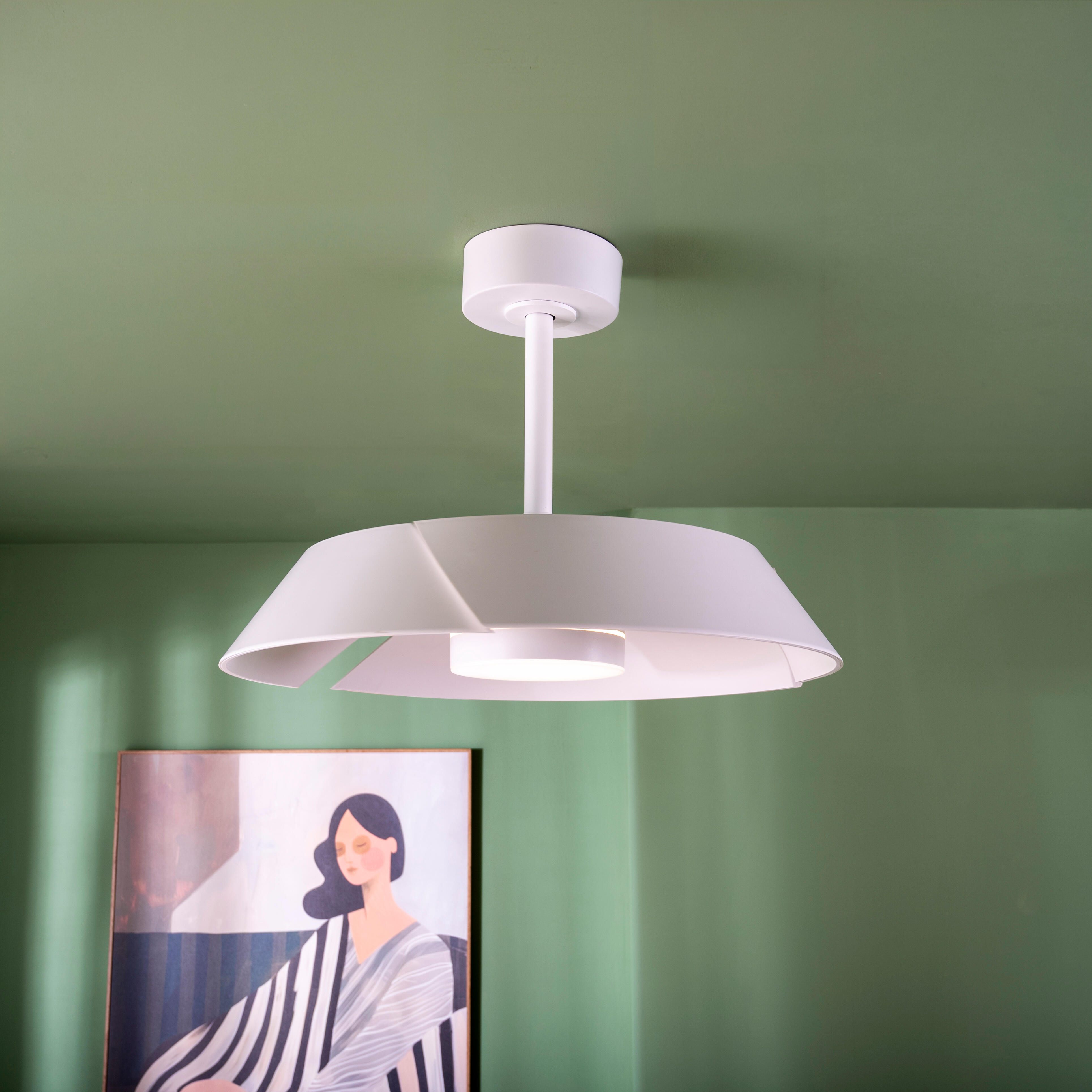 Ventilador de techo con luz retráctil silencioso DC 29W con mando WiFi/APP ø91 cm Cadix INSPIRE blanco luz CCT 3 aspas| 6 velocidades| autorregulable| modo verano/invierno| brisa| temporizador| recomendado de 13 a 20m² - 20