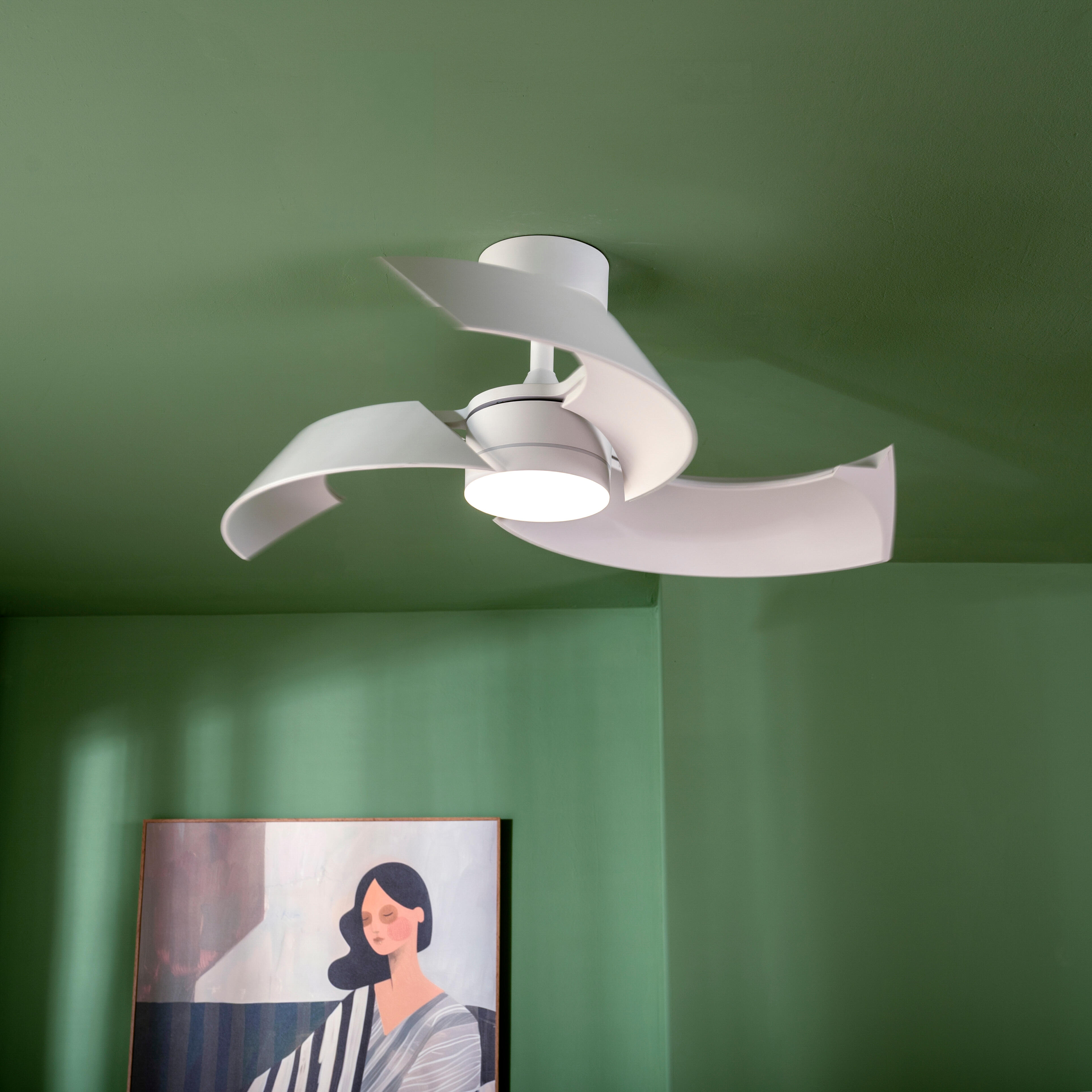 Ventoinha de teto com lâmpada retrátil silenciosa motor DC 3000 Lm CCT D91 cm branco Cadix Inspire
 - 3