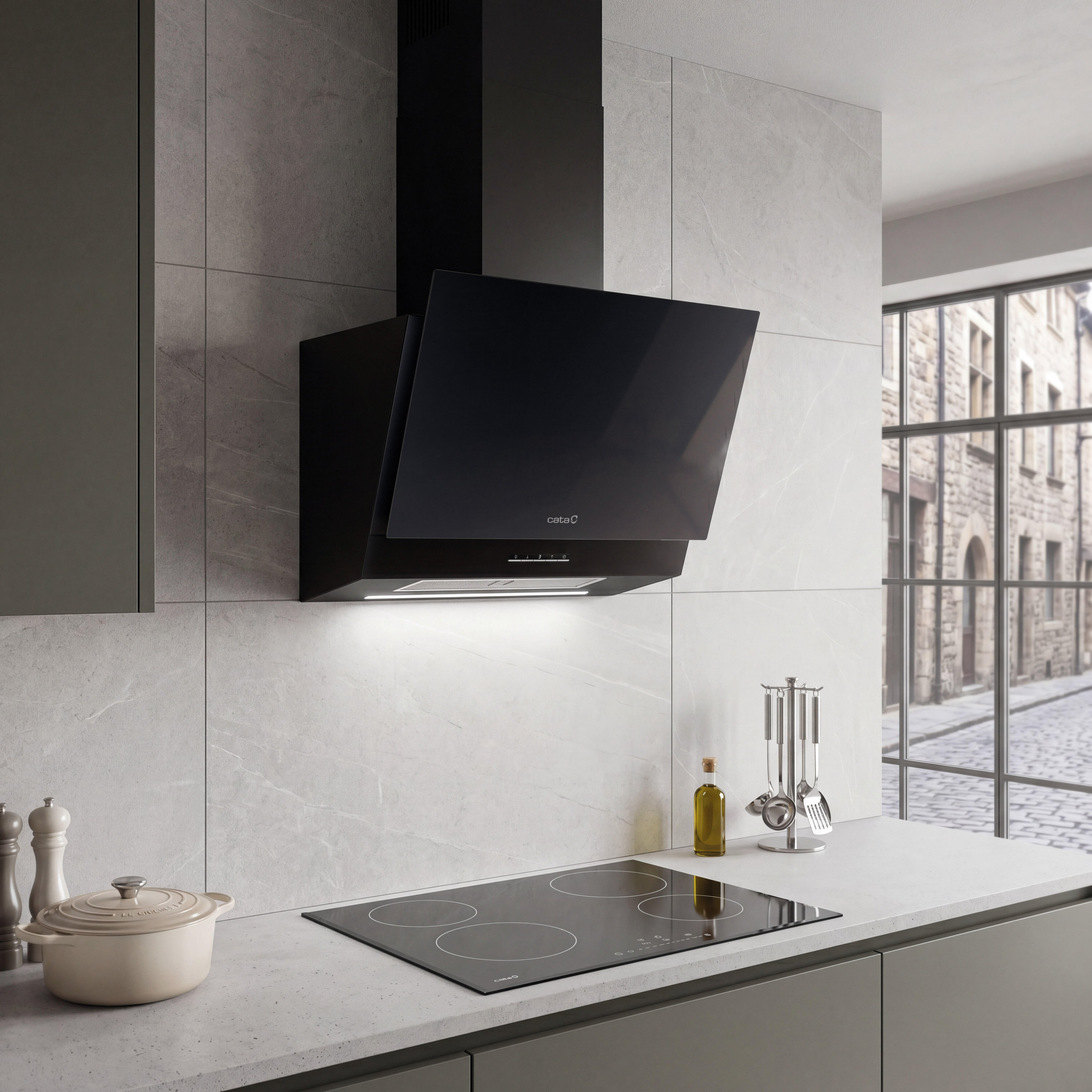 Cata Campana De Pared 60 Thalassa 600 Gbk Con 4 Velocidades 60 Cm 811 M/H Clase A Negro , Leroy Merlin
