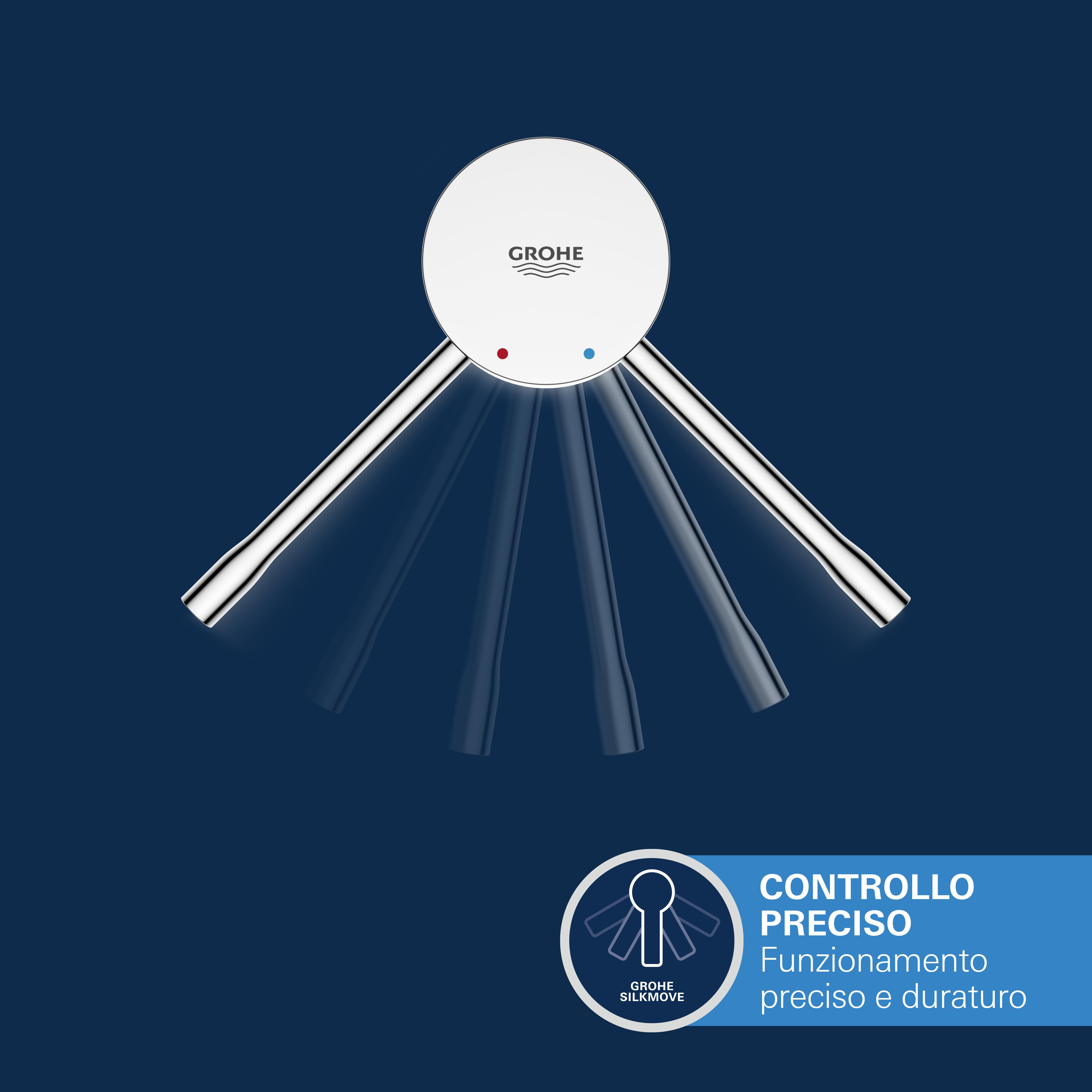 Rubinetto per incasso doccia getto laminare cristallino monocomando Essence cromo lucido GROHE con deviatore - 3