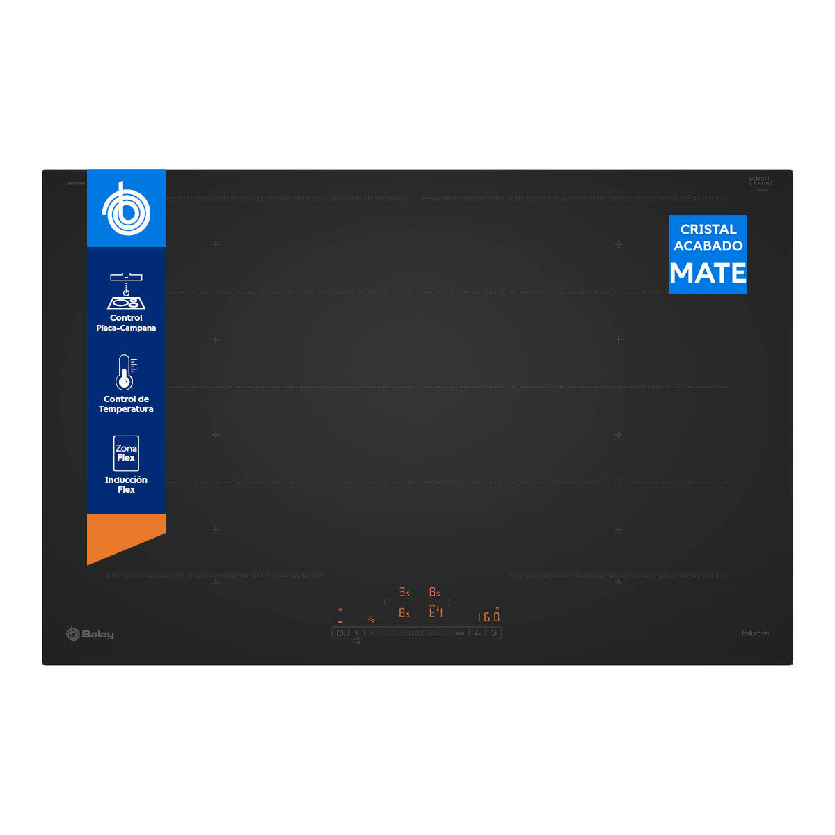 placa de induccion balay 3eb980mh con 4 zonas de coccion y zona flex 7400 w negro 80cm