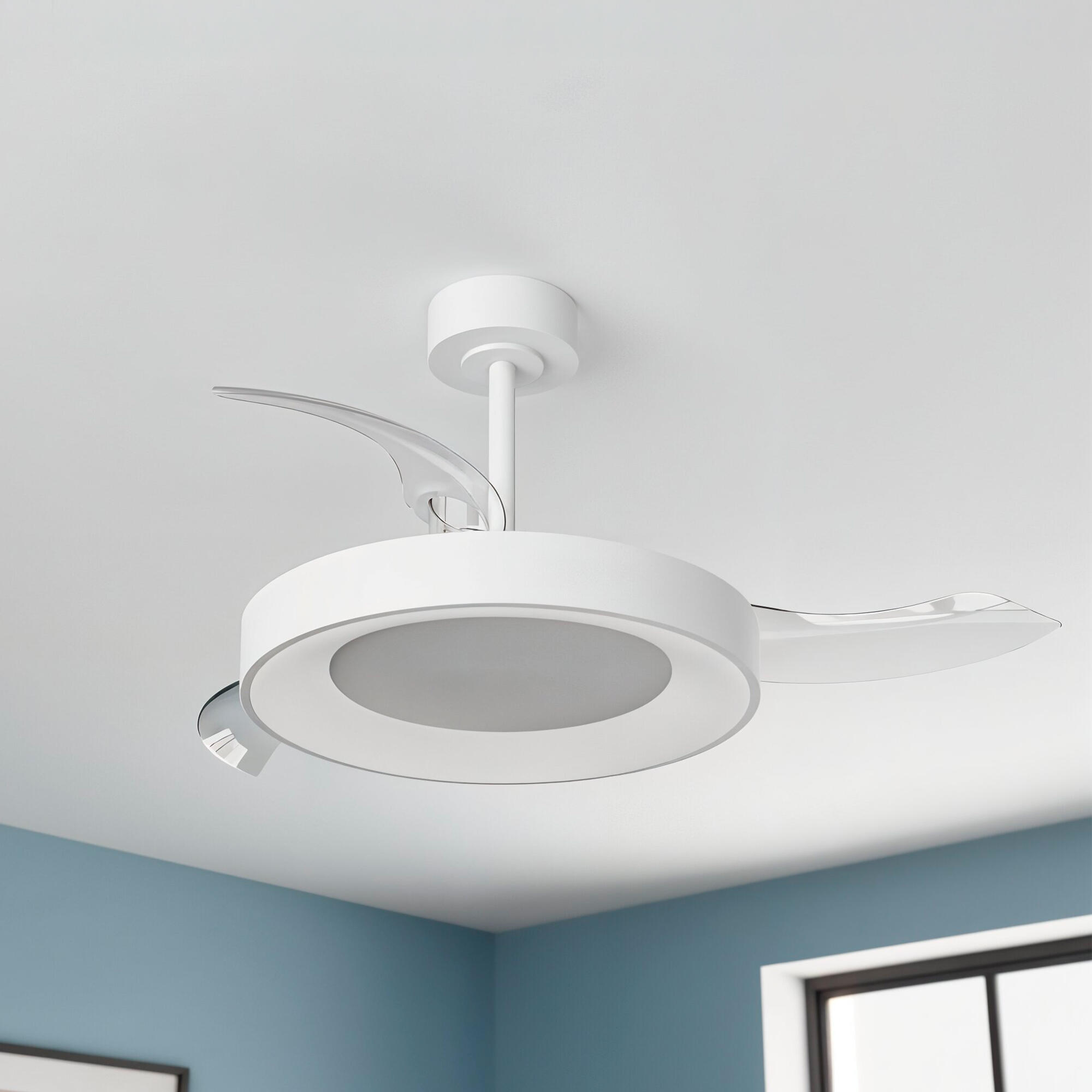 Ventilador de techo con luz silencioso DC 30W con mando ø106 cm Niseko MANTRA blanco luz CCT 3 aspas retráctiles tipo lámpara| 8 velocidades| modo verano/invierno| brisa| recomendado de 13 a 20m² - 14