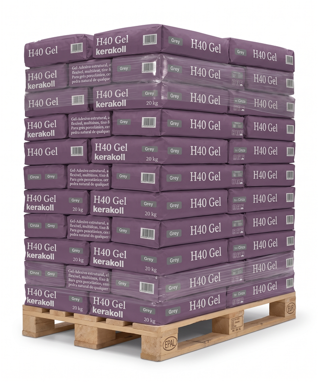 Palete com cimento cola H40 GEL cinza 20KG