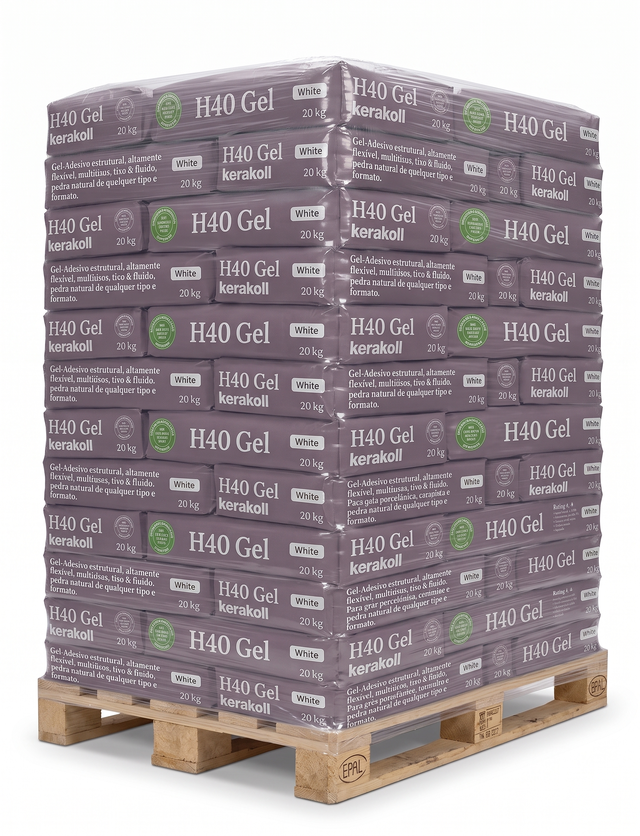 Palete com cimento cola H40 GEL branco 20KG