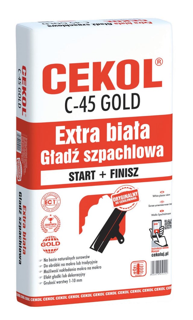 Gładź szpachlowa Cekol C-45 Gold 20 kg, extra biała